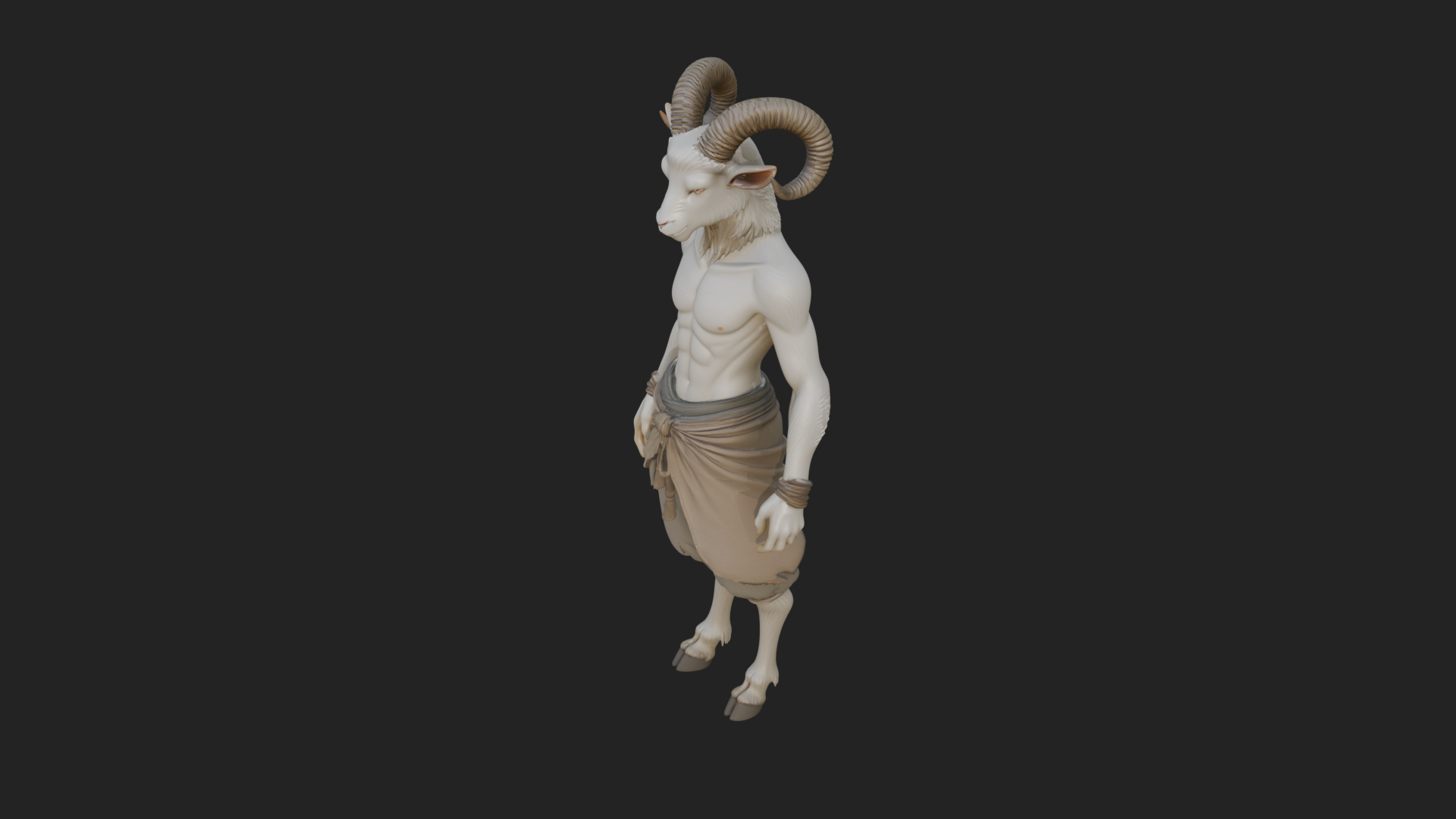 Beastman with Goat Head Statue Design 6 3D Print Model 3D Model
