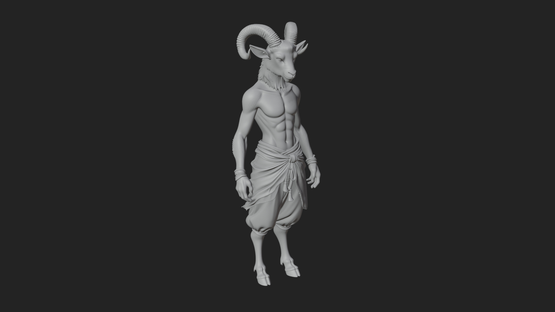 Beastman with Goat Head Statue Design 6 3D Print Model 3D Model