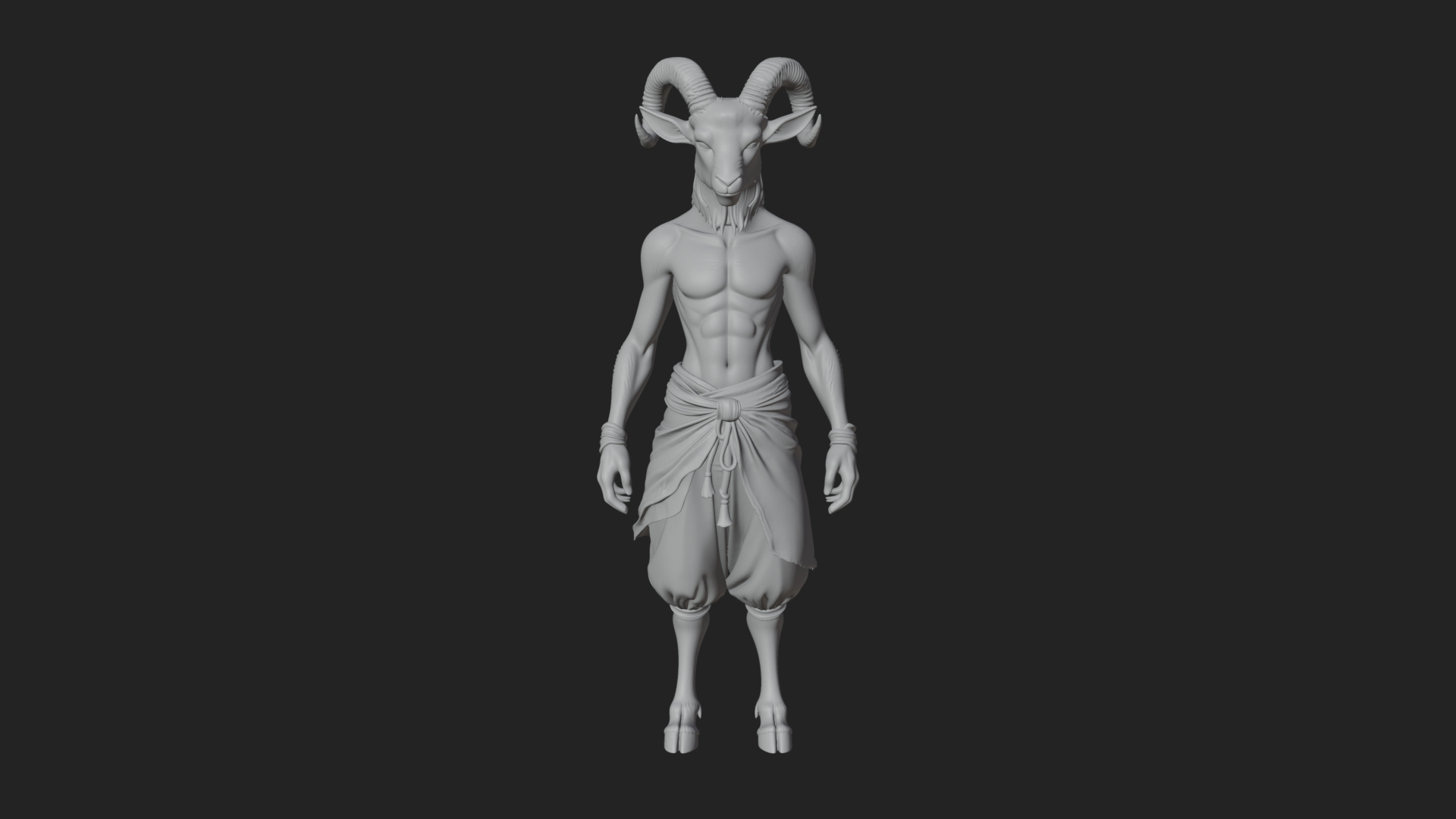 Beastman with Goat Head Statue Design 6 3D Print Model 3D Model