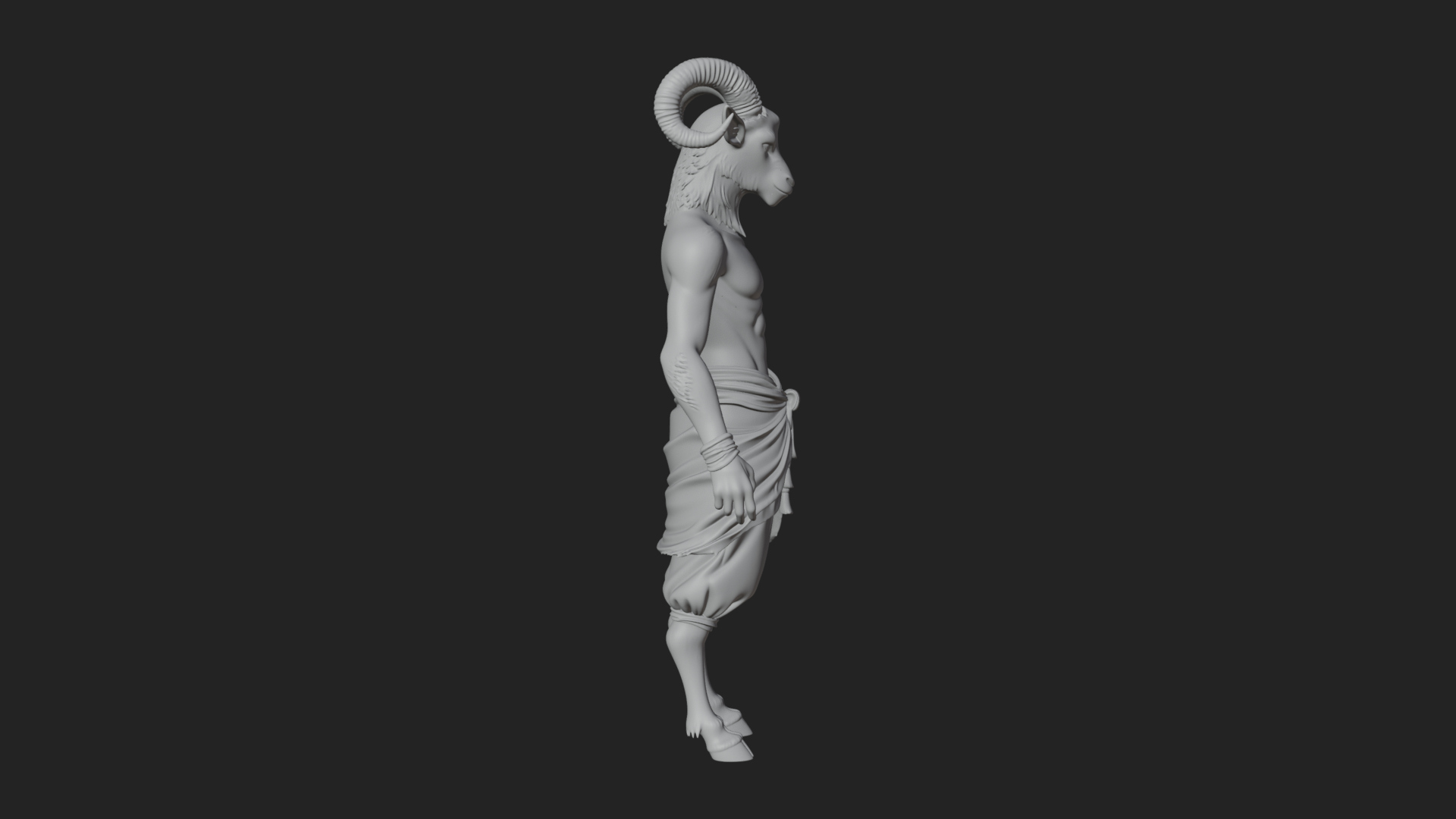 Beastman with Goat Head Statue Design 6 3D Print Model 3D Model