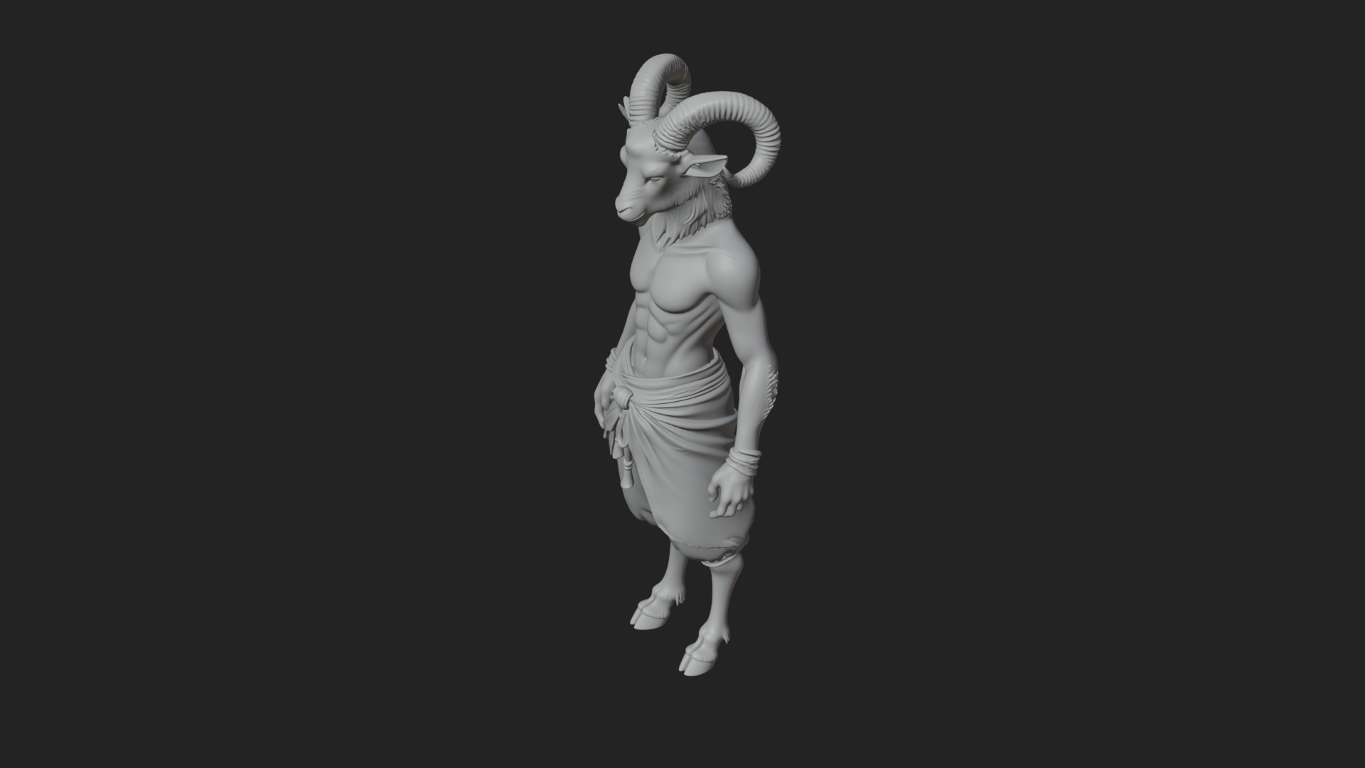 Beastman with Goat Head Statue Design 6 3D Print Model 3D Model
