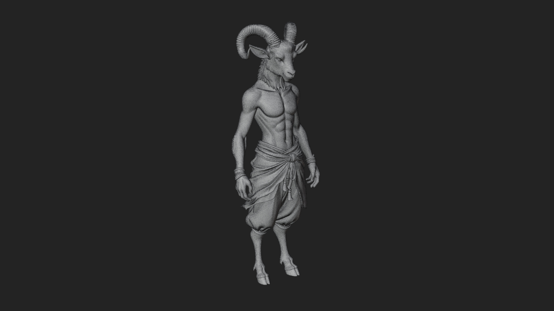Beastman with Goat Head Statue Design 6 3D Print Model 3D Model