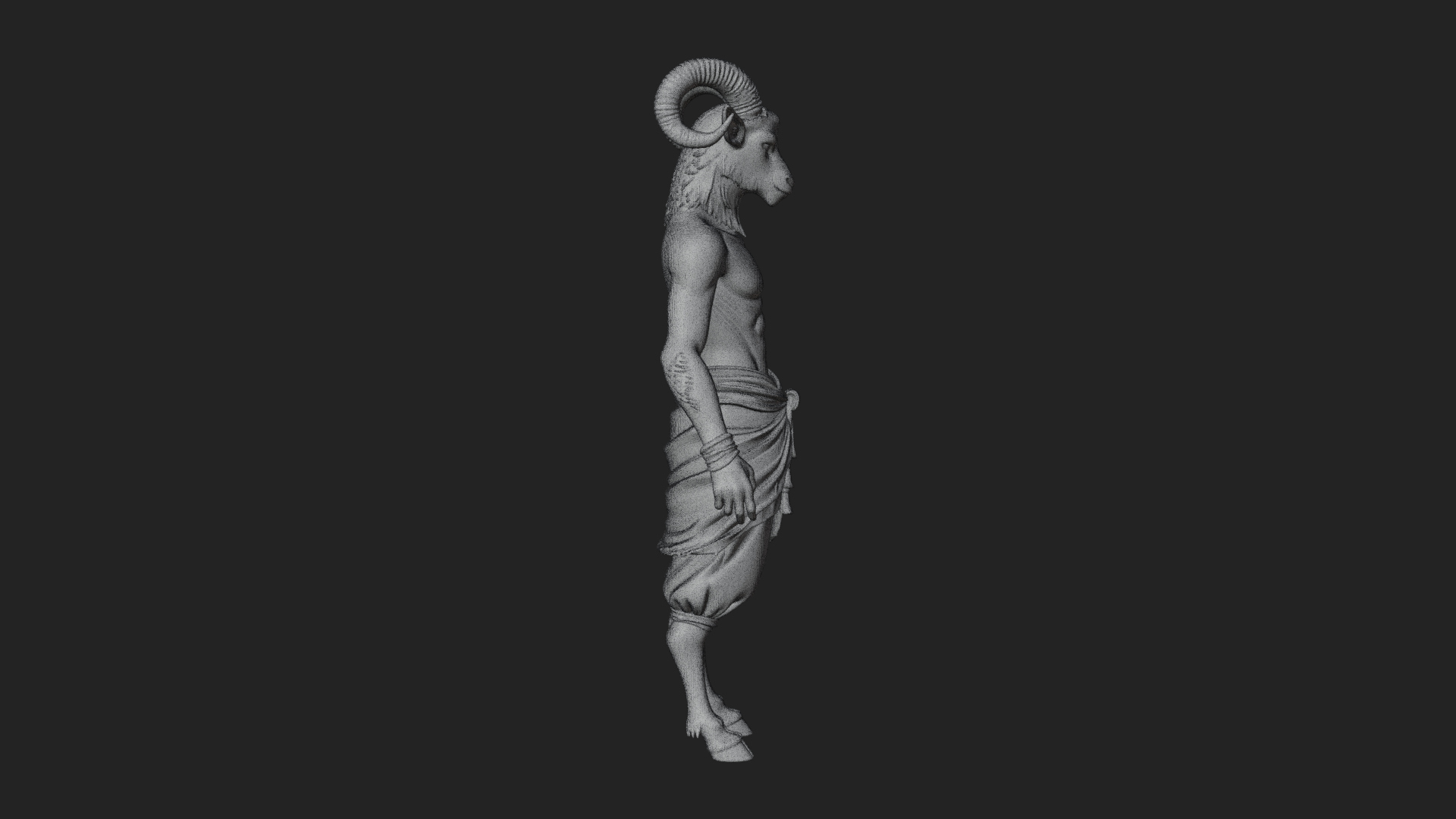Beastman with Goat Head Statue Design 6 3D Print Model 3D Model