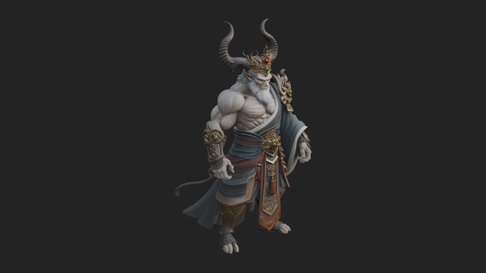 Beastman with Goat Head Statue Design 7 3D Print Model 3D Model