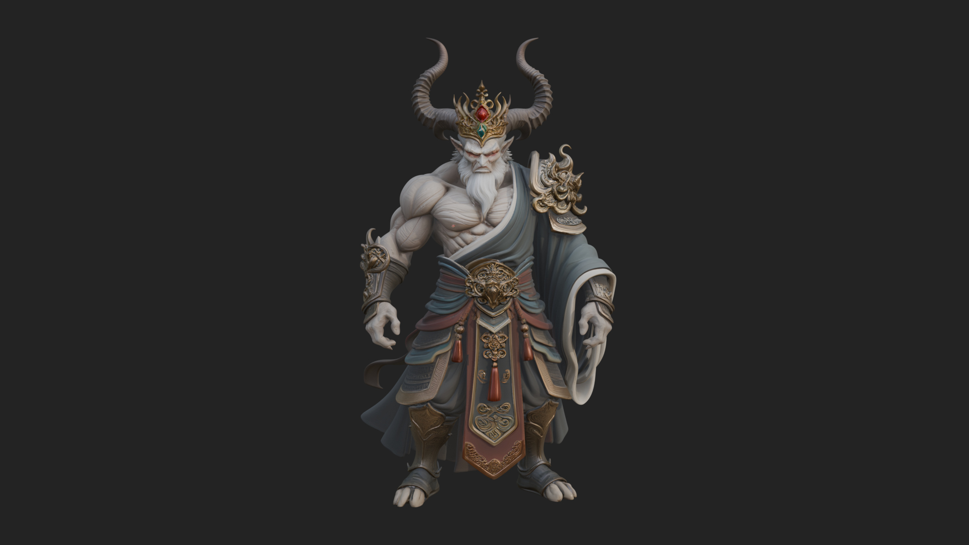 Beastman with Goat Head Statue Design 7 3D Print Model 3D Model