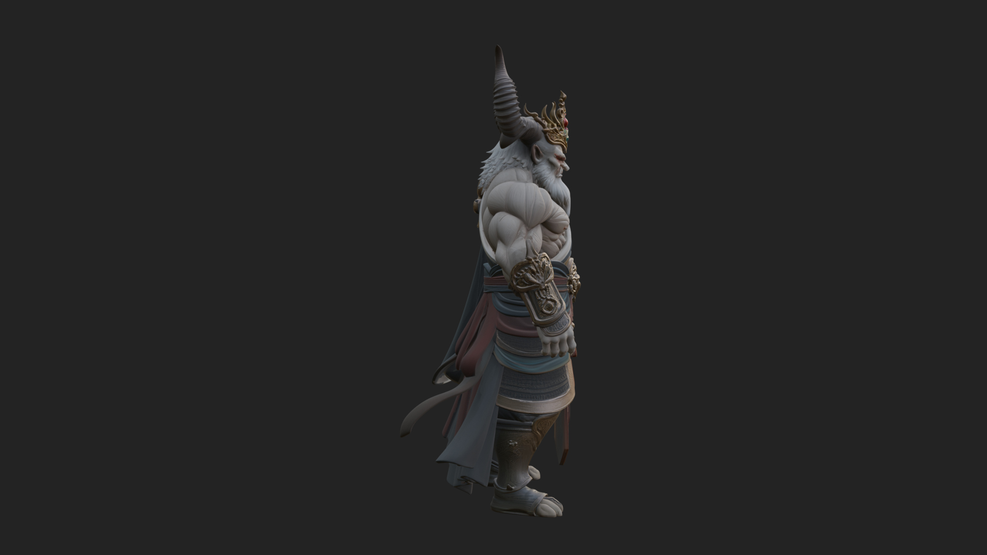 Beastman with Goat Head Statue Design 7 3D Print Model 3D Model