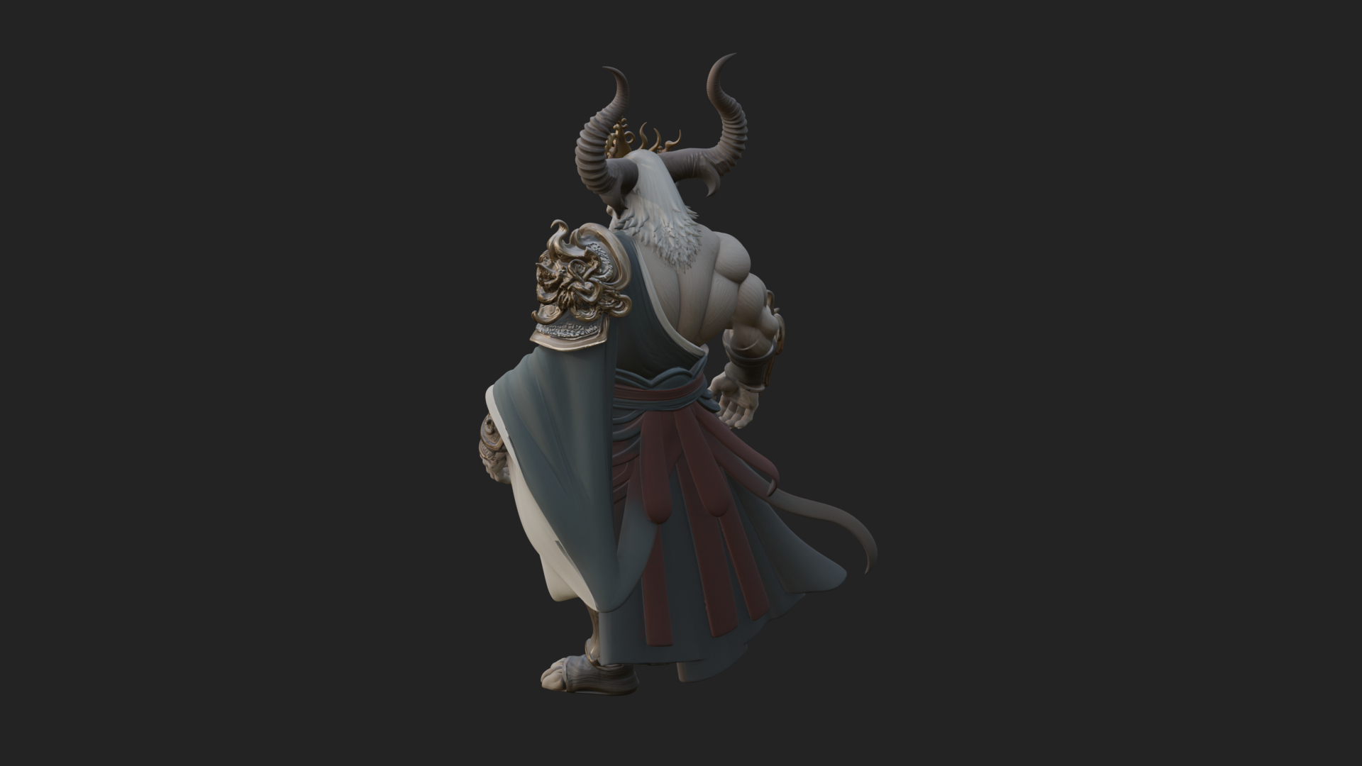 Beastman with Goat Head Statue Design 7 3D Print Model 3D Model