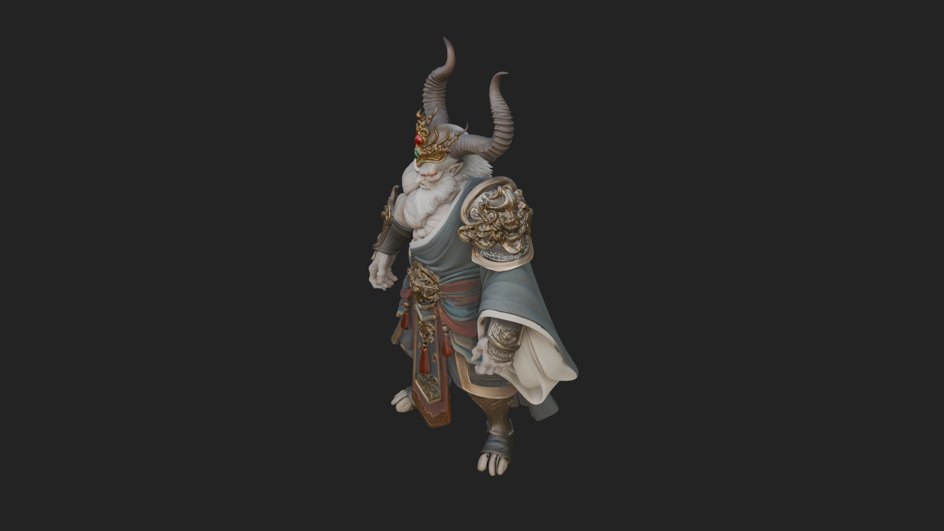 Beastman with Goat Head Statue Design 7 3D Print Model 3D Model