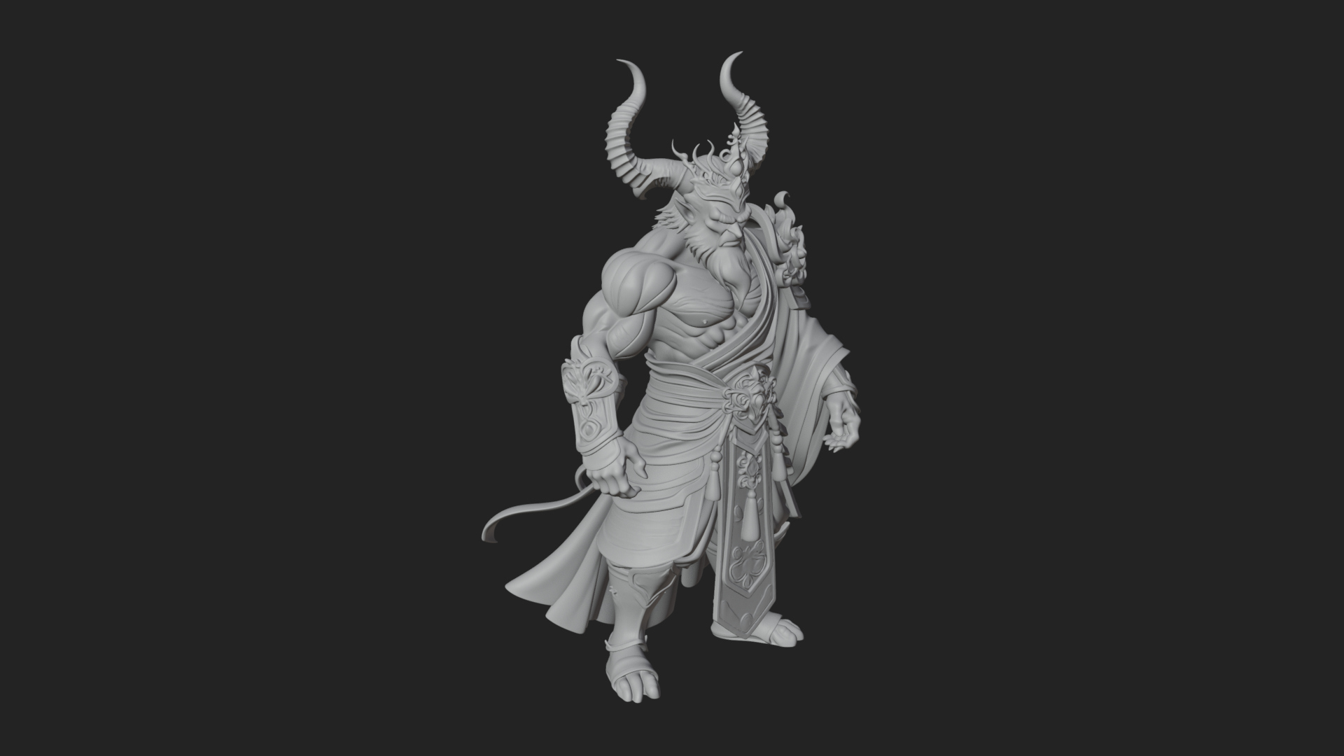 Beastman with Goat Head Statue Design 7 3D Print Model 3D Model