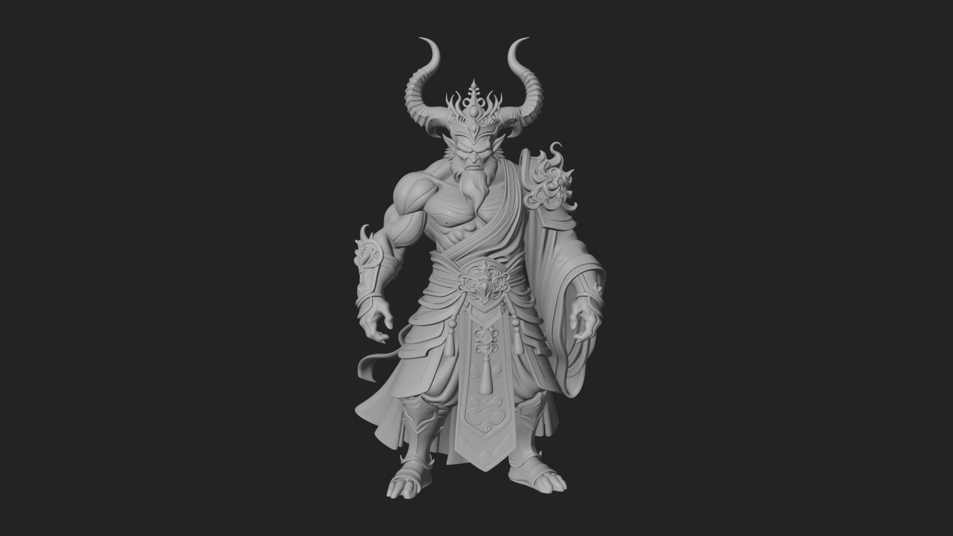 Beastman with Goat Head Statue Design 7 3D Print Model 3D Model