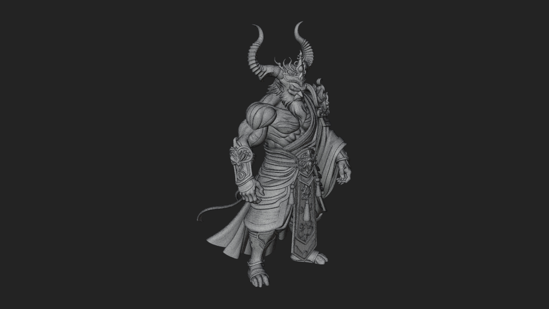 Beastman with Goat Head Statue Design 7 3D Print Model 3D Model