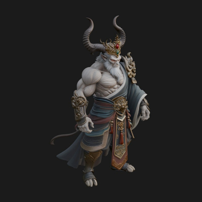 Beastman with Goat Head Statue Design 7 3D Print Model