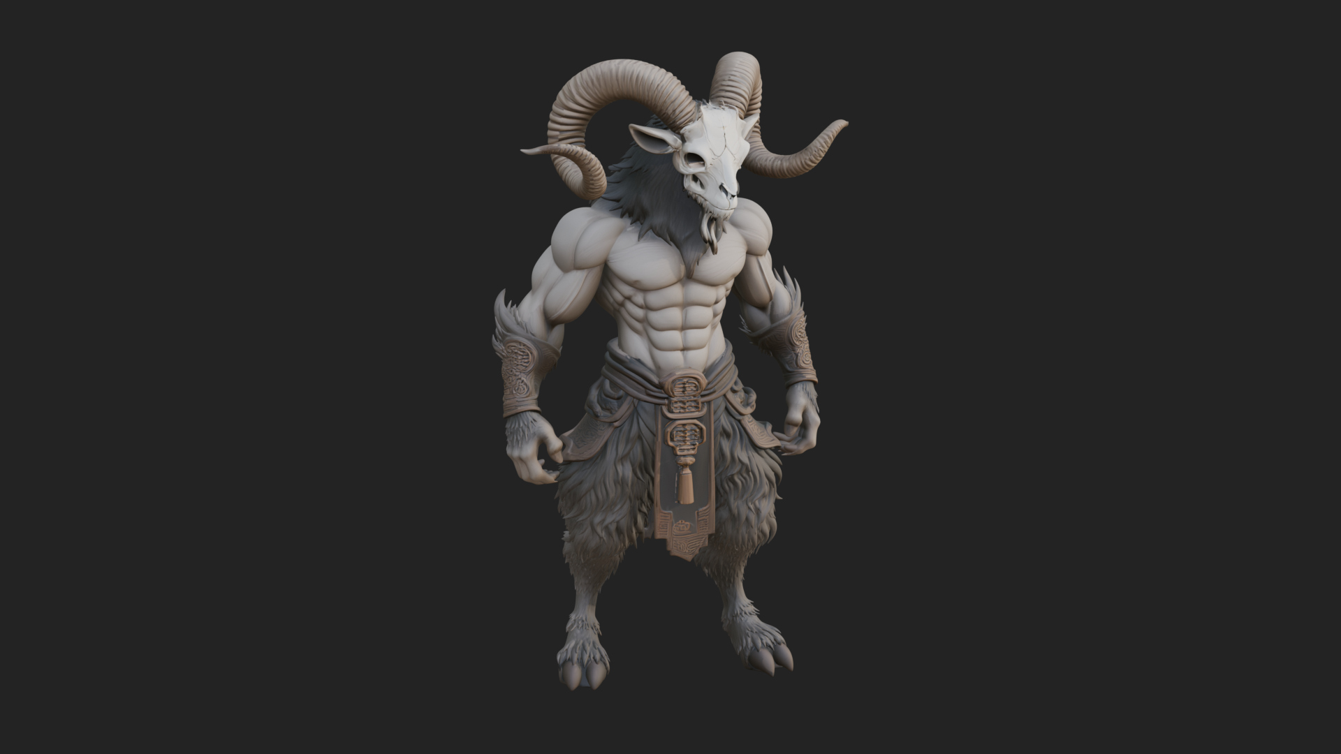 Beastman with Goat Head Statue Design 8 3D Print Model 3D Model