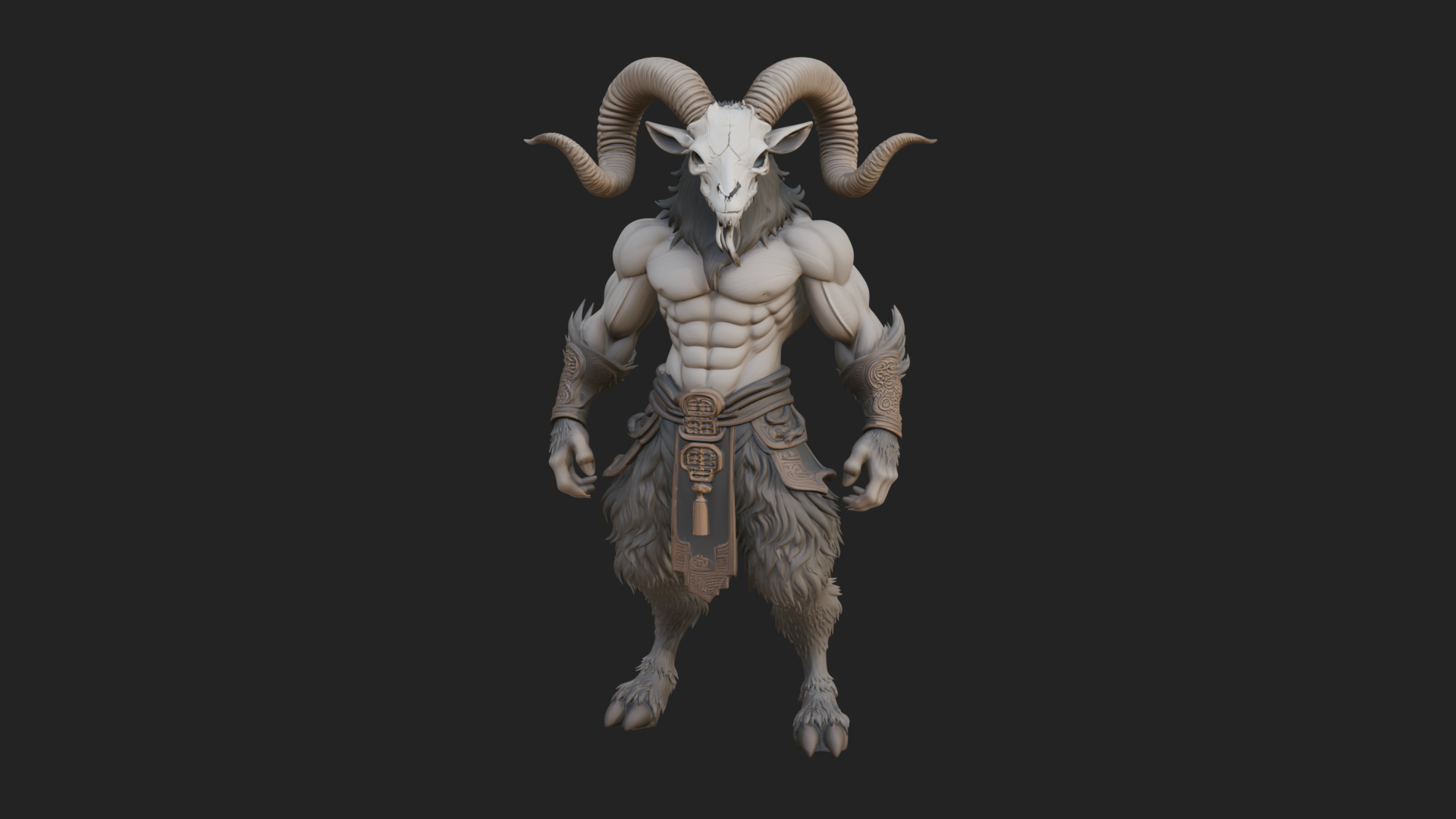 Beastman with Goat Head Statue Design 8 3D Print Model 3D Model