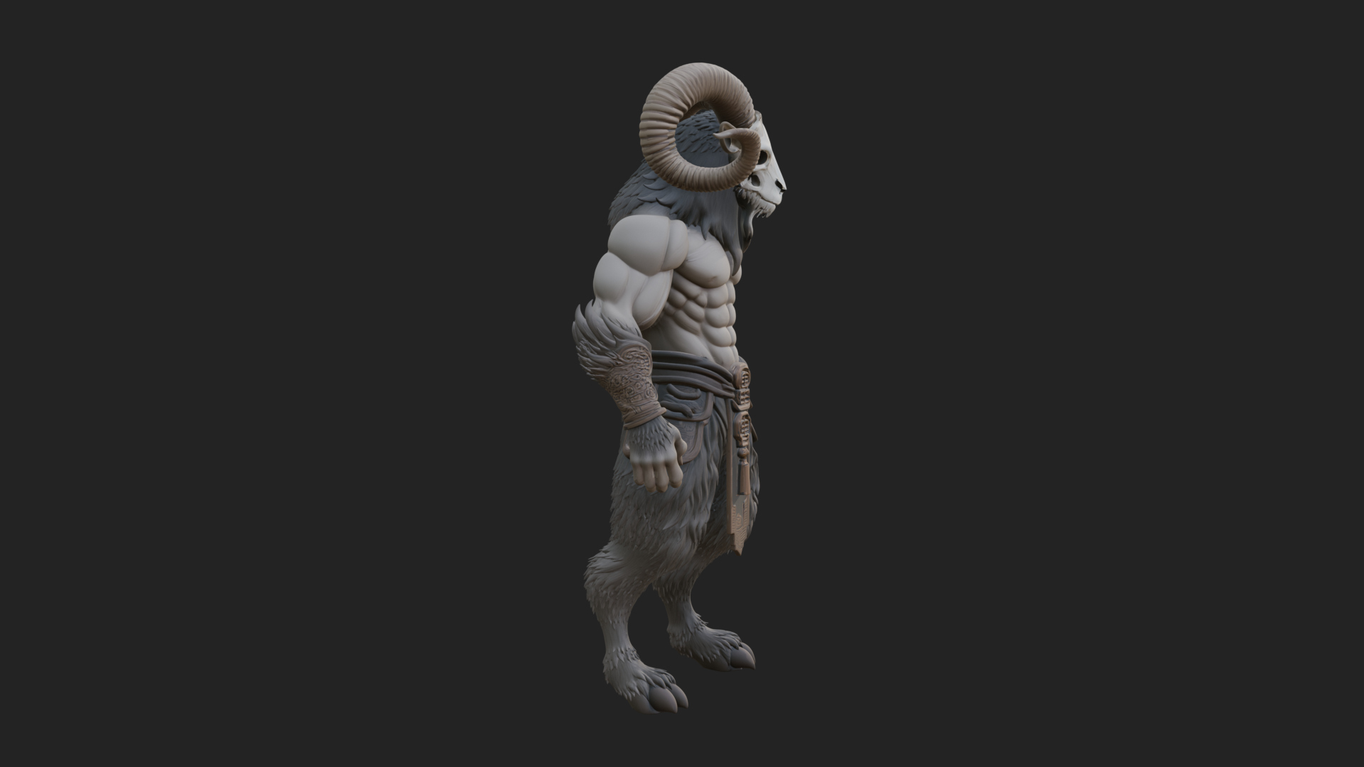 Beastman with Goat Head Statue Design 8 3D Print Model 3D Model
