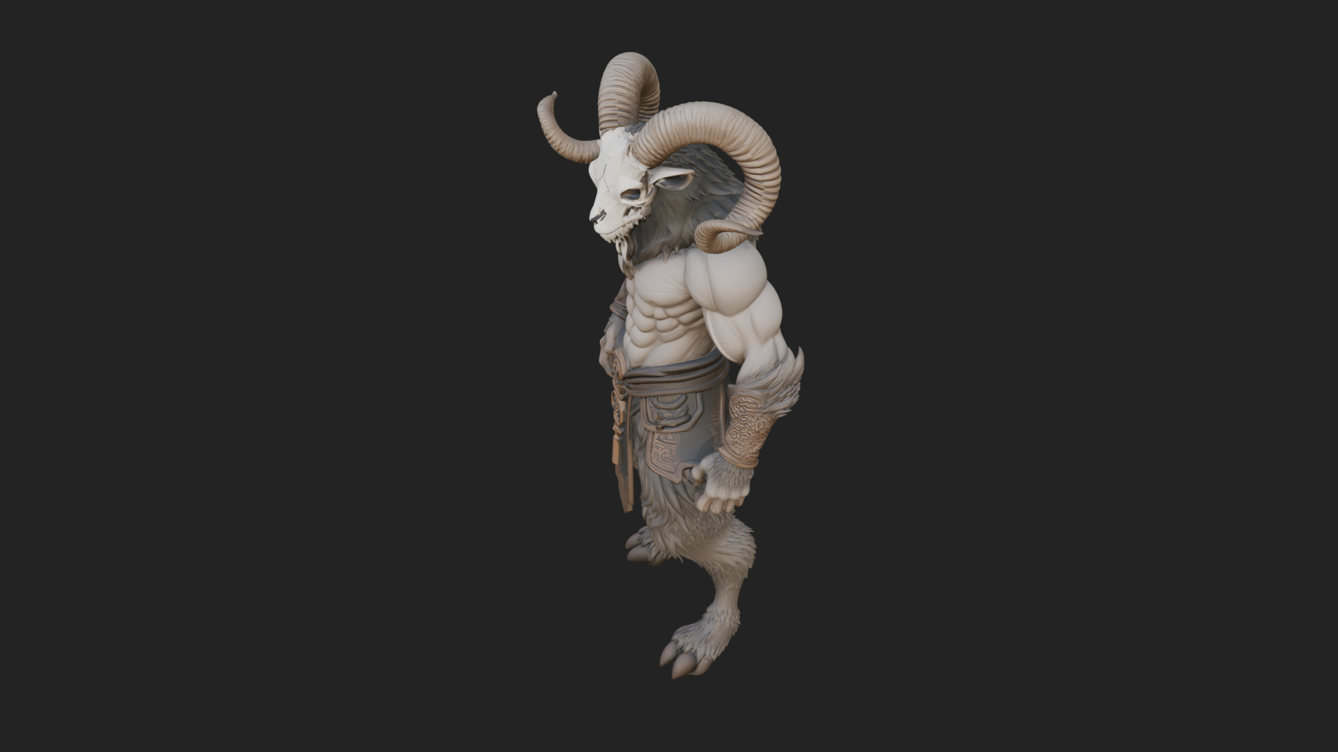 Beastman with Goat Head Statue Design 8 3D Print Model 3D Model
