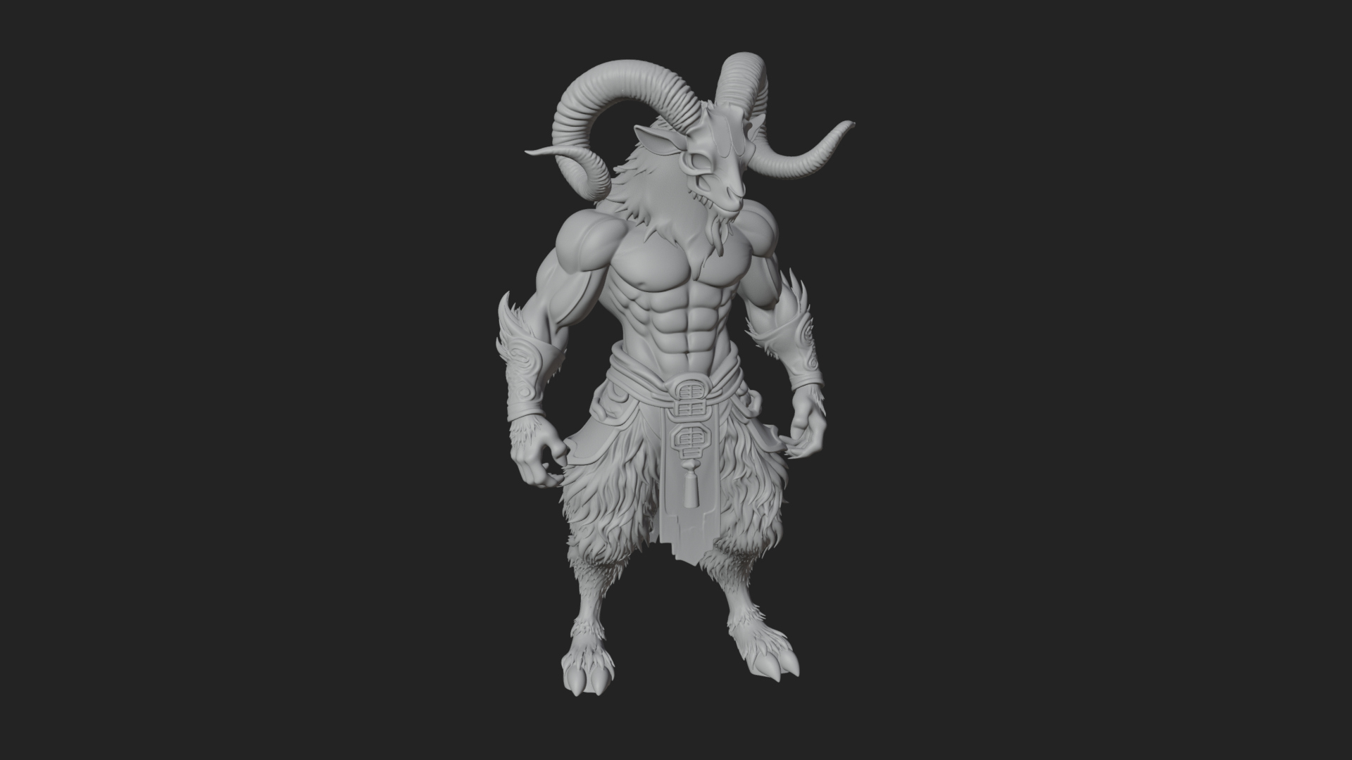 Beastman with Goat Head Statue Design 8 3D Print Model 3D Model