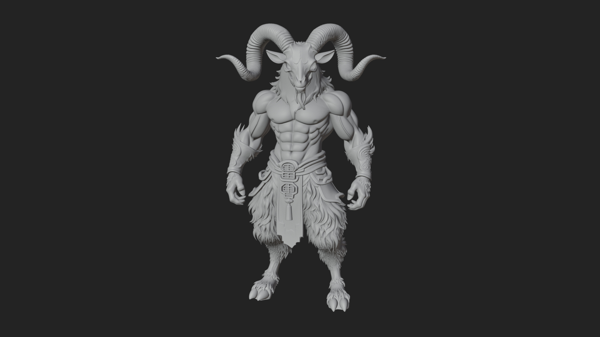 Beastman with Goat Head Statue Design 8 3D Print Model 3D Model