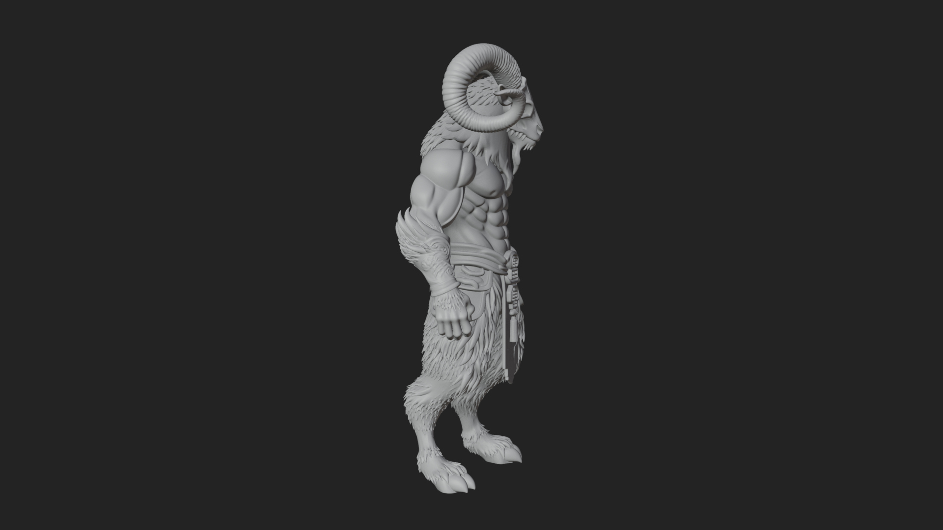 Beastman with Goat Head Statue Design 8 3D Print Model 3D Model