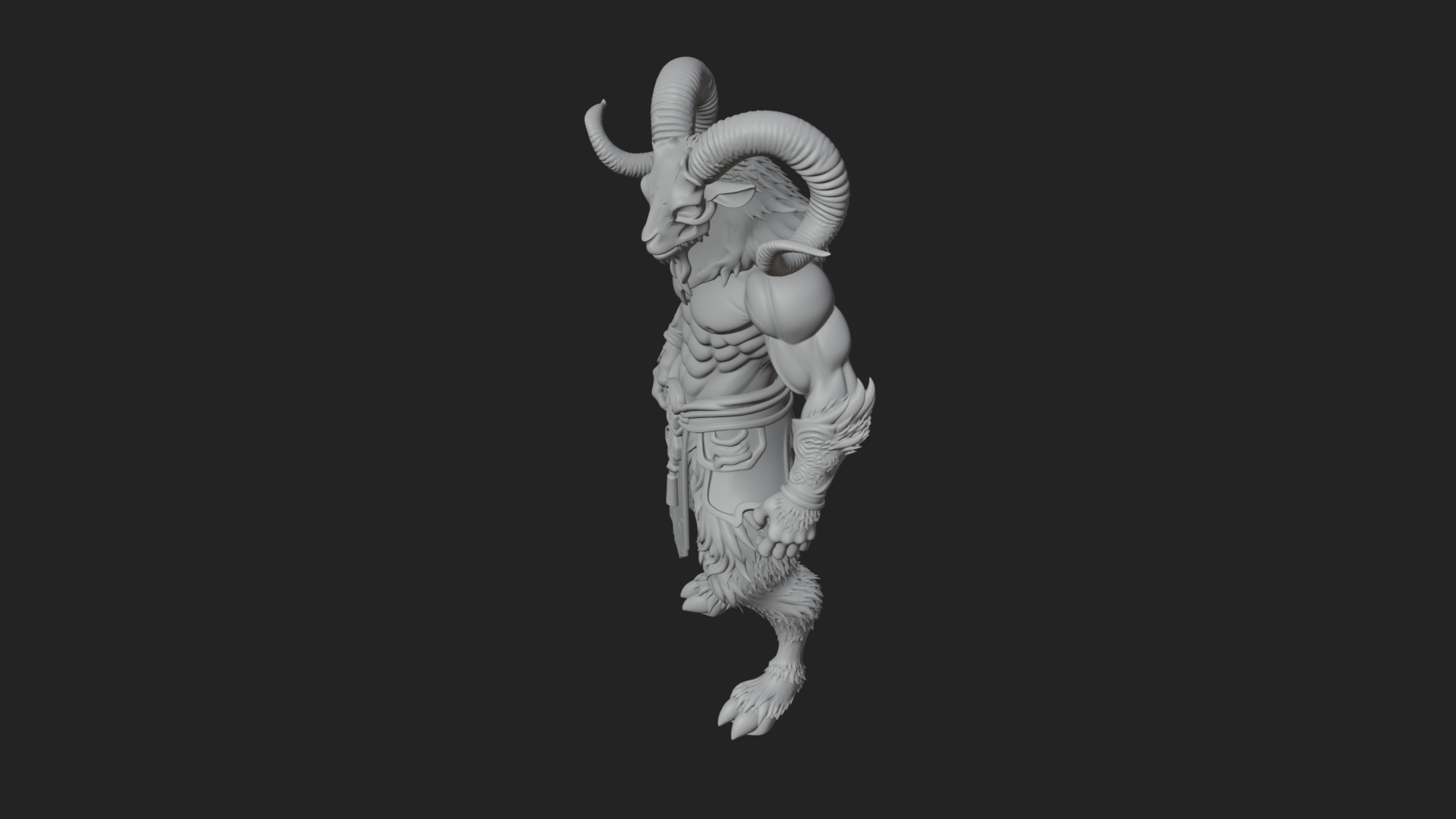 Beastman with Goat Head Statue Design 8 3D Print Model 3D Model
