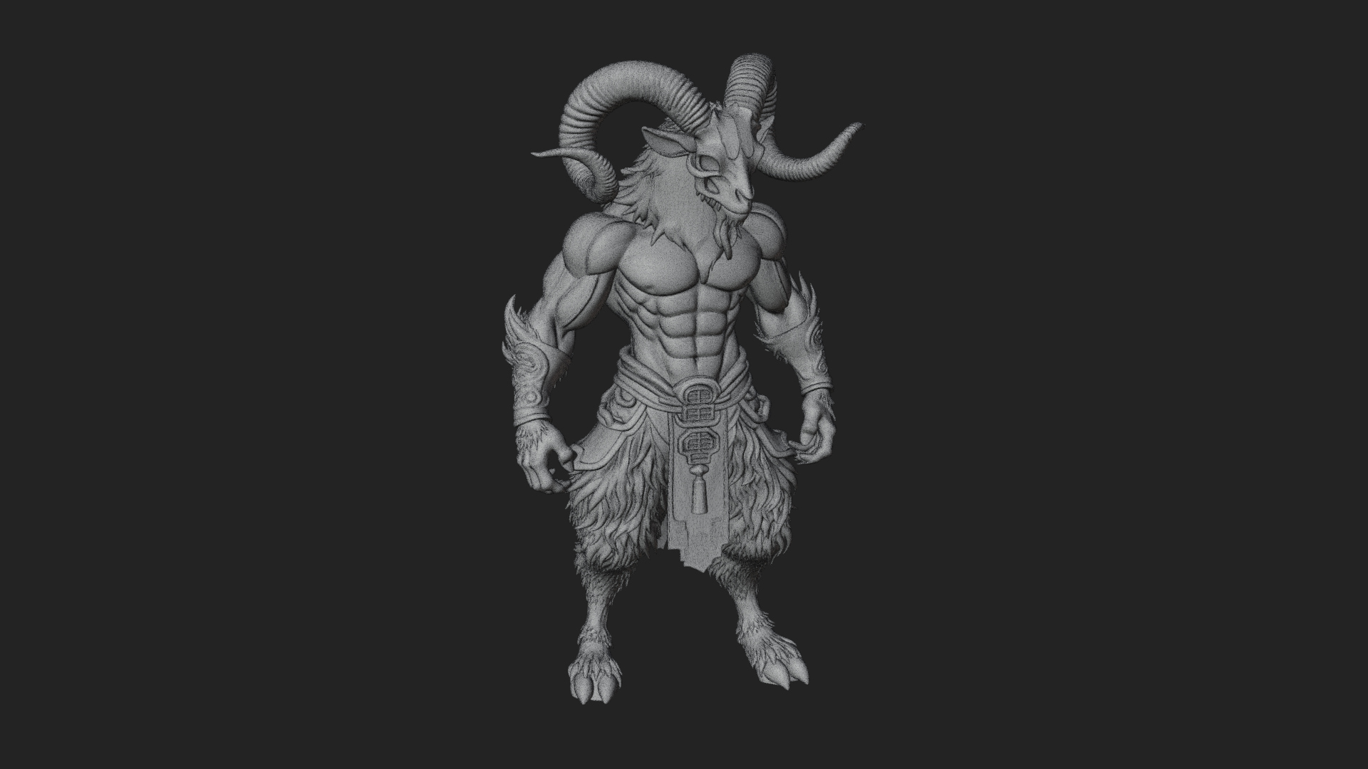 Beastman with Goat Head Statue Design 8 3D Print Model 3D Model