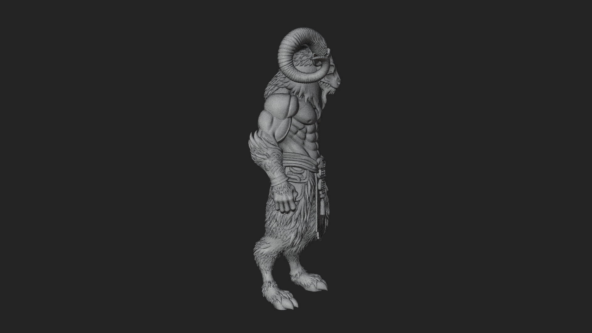 Beastman with Goat Head Statue Design 8 3D Print Model 3D Model