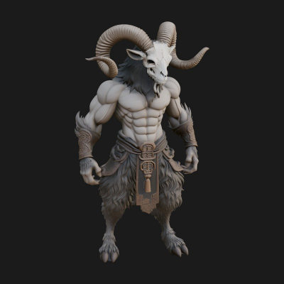 Beastman with Goat Head Statue Design 8 3D Print Model