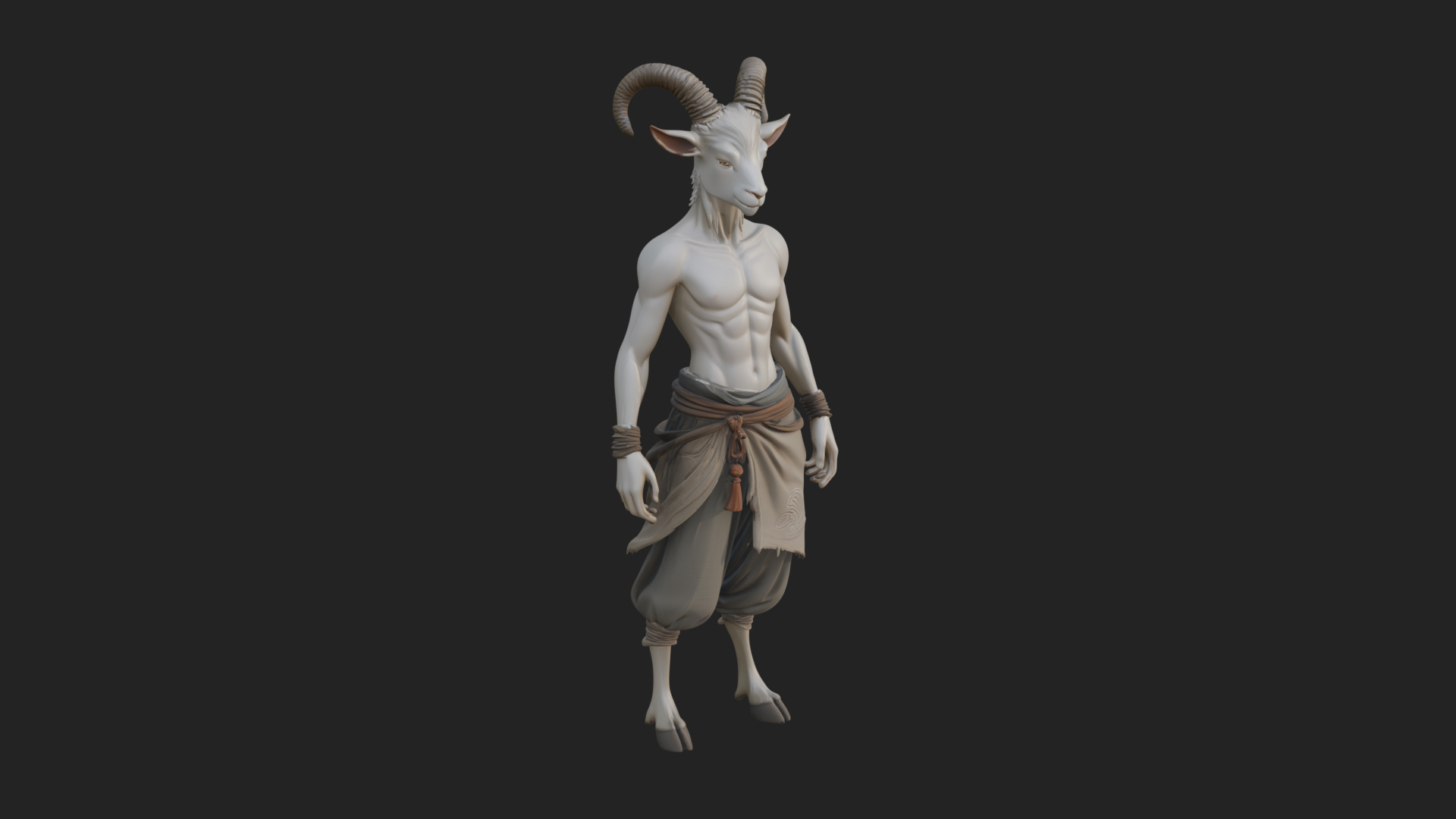 Beastman with Goat Head Statue Design 9 3D Print Model 3D Model