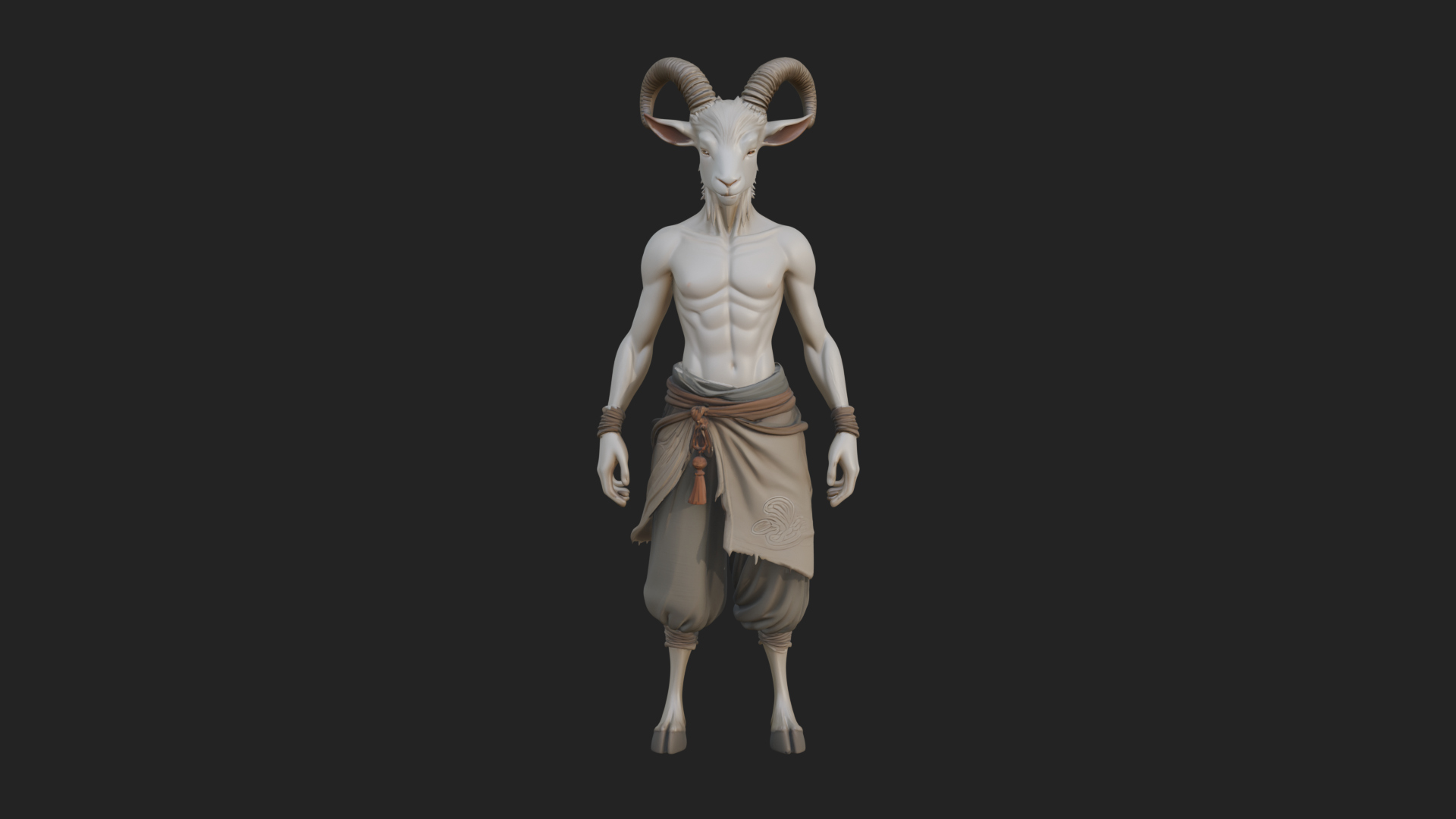 Beastman with Goat Head Statue Design 9 3D Print Model 3D Model