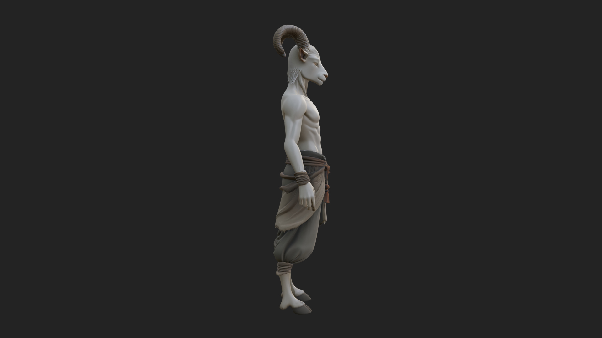 Beastman with Goat Head Statue Design 9 3D Print Model 3D Model