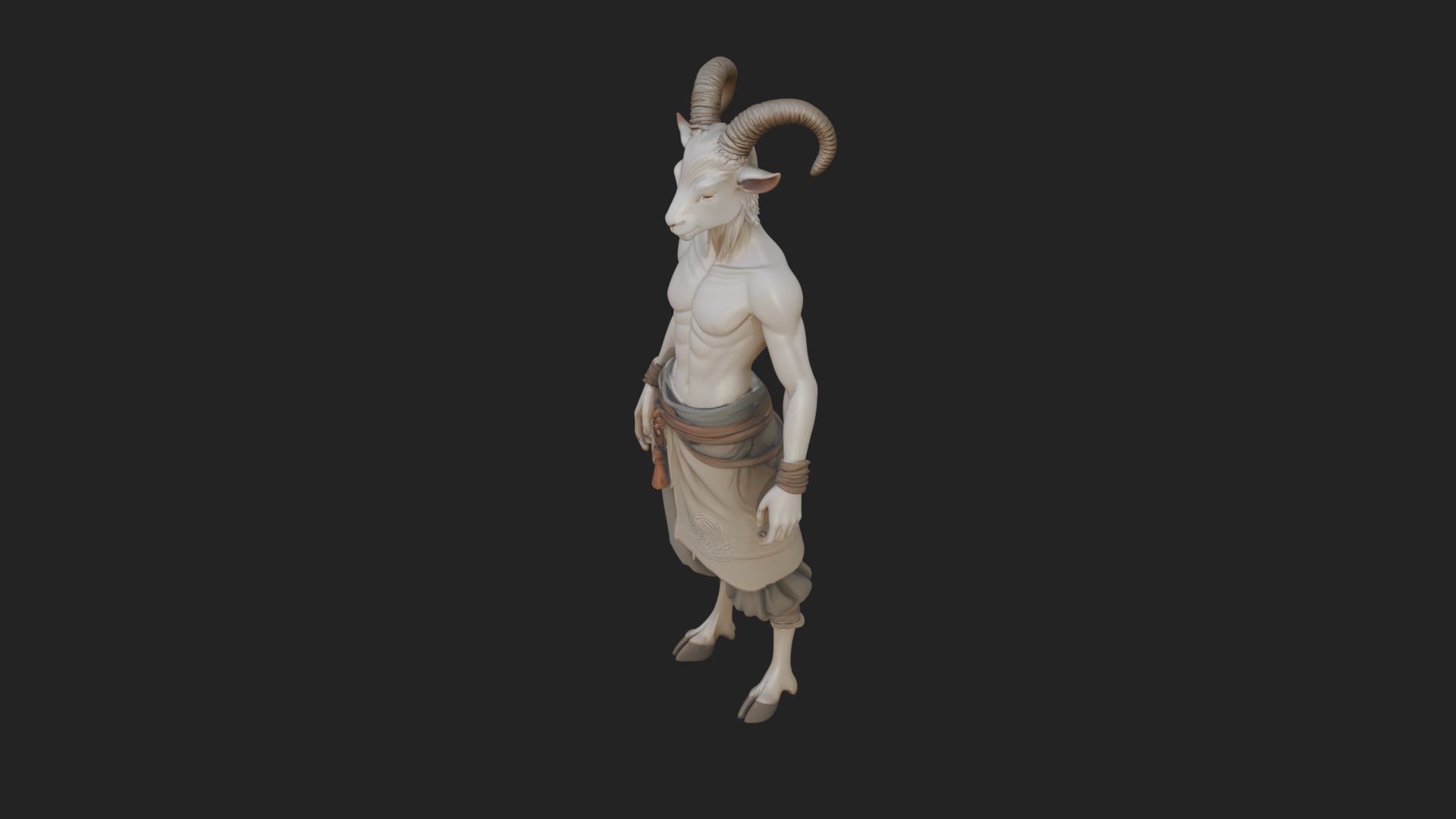 Beastman with Goat Head Statue Design 9 3D Print Model 3D Model