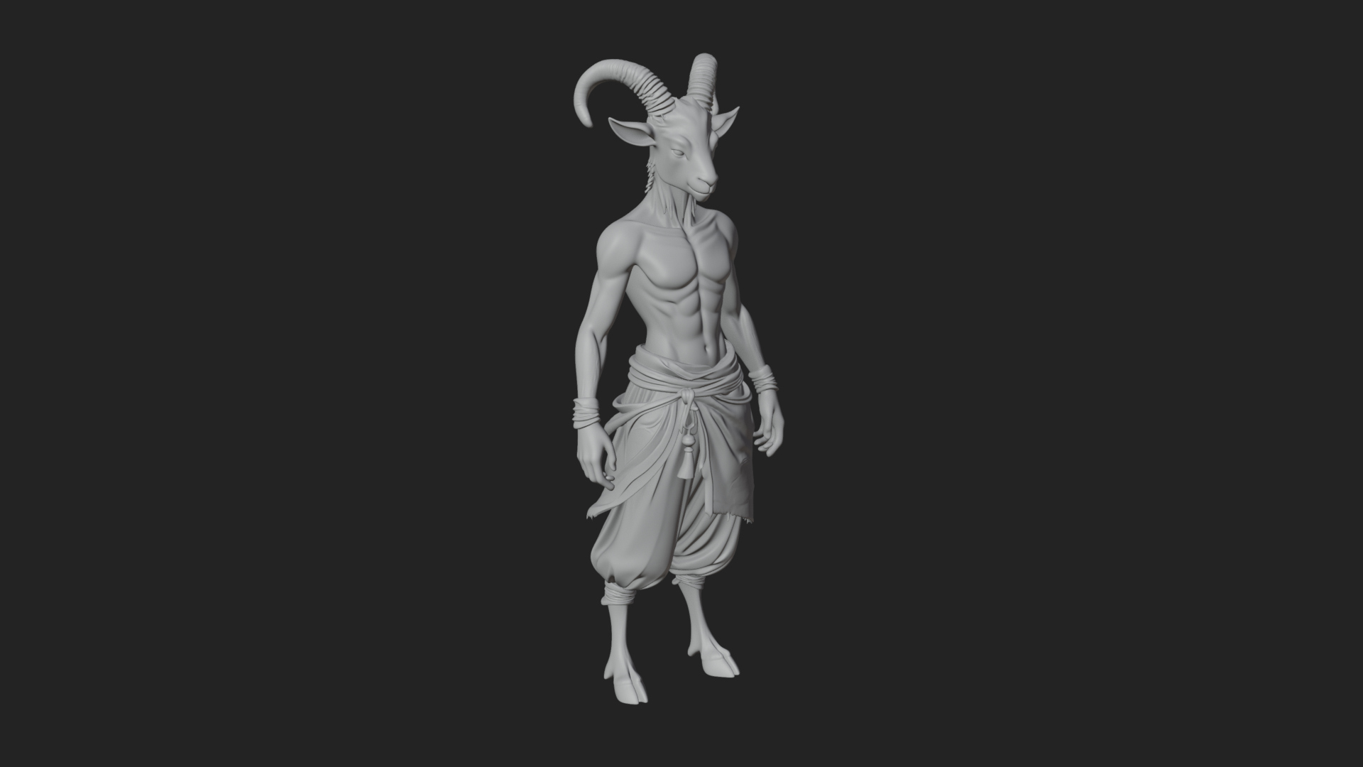 Beastman with Goat Head Statue Design 9 3D Print Model 3D Model