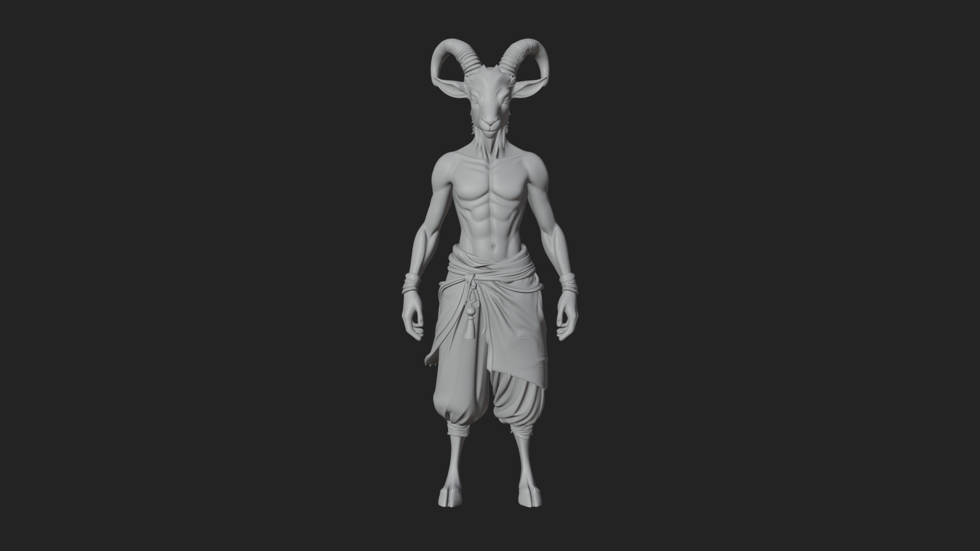 Beastman with Goat Head Statue Design 9 3D Print Model 3D Model