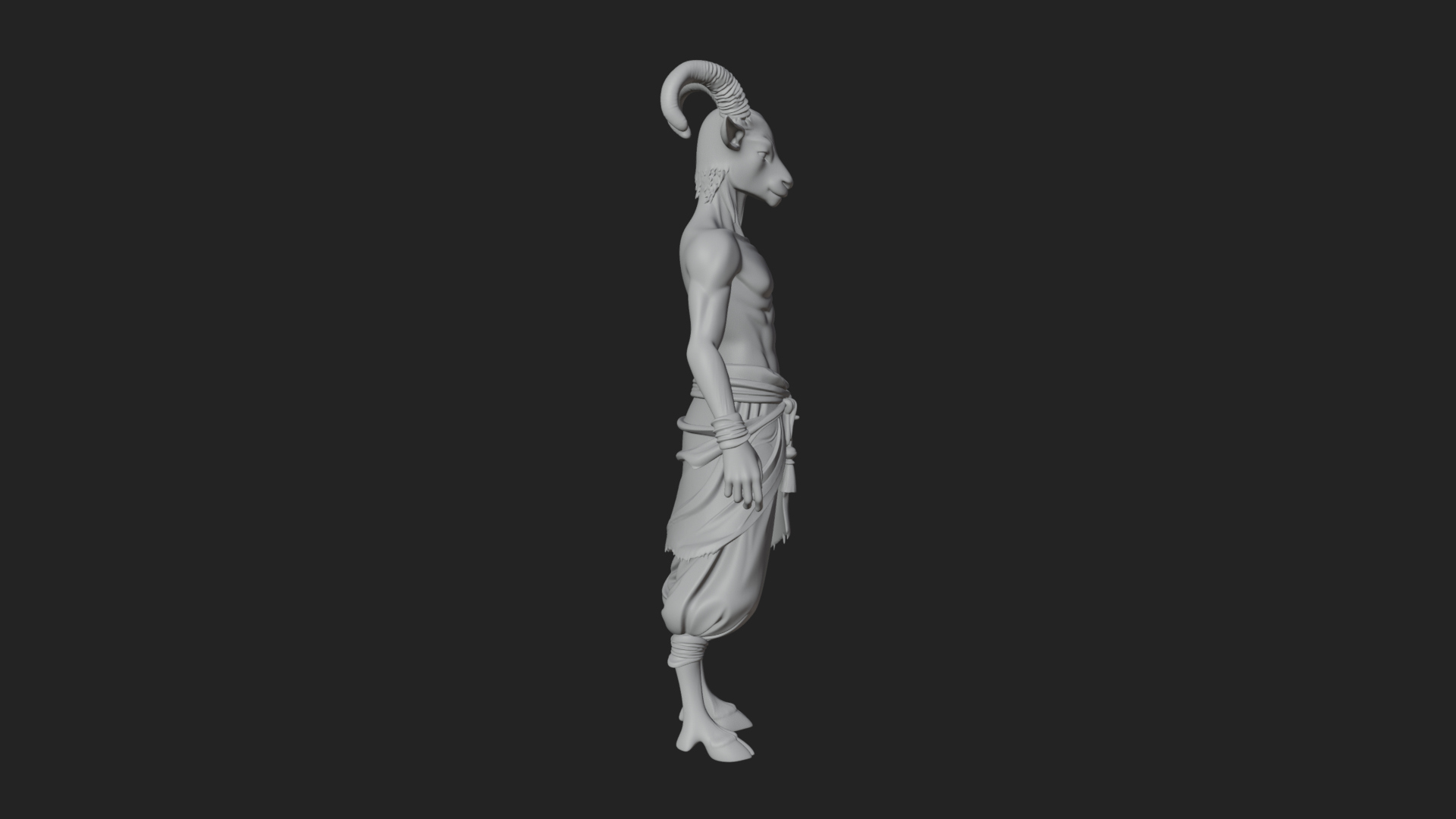 Beastman with Goat Head Statue Design 9 3D Print Model 3D Model