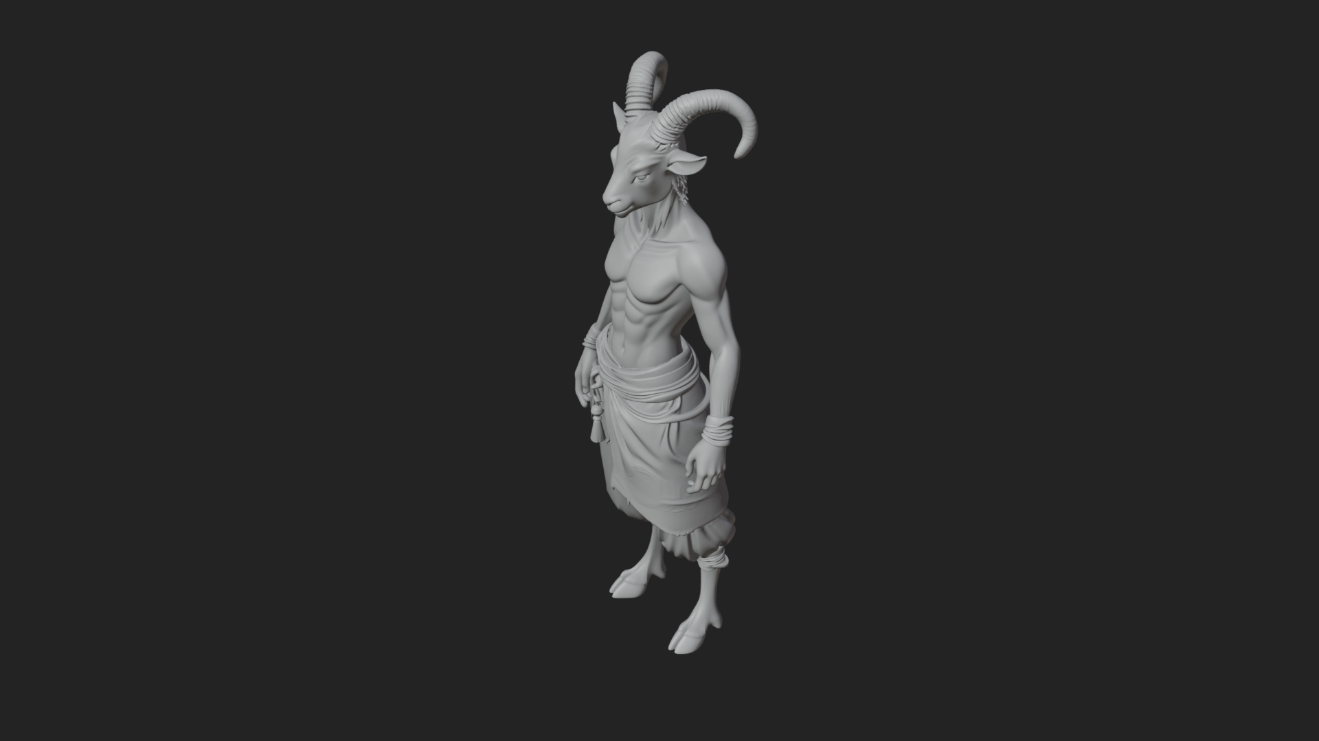 Beastman with Goat Head Statue Design 9 3D Print Model 3D Model
