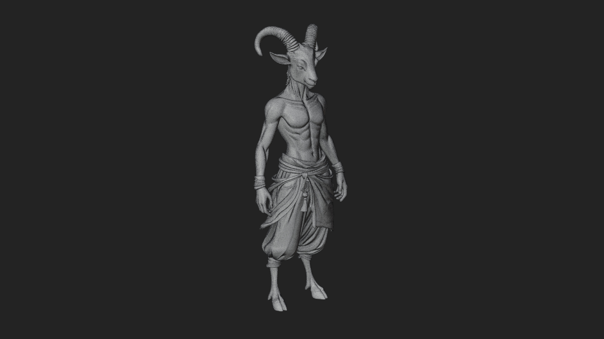 Beastman with Goat Head Statue Design 9 3D Print Model 3D Model
