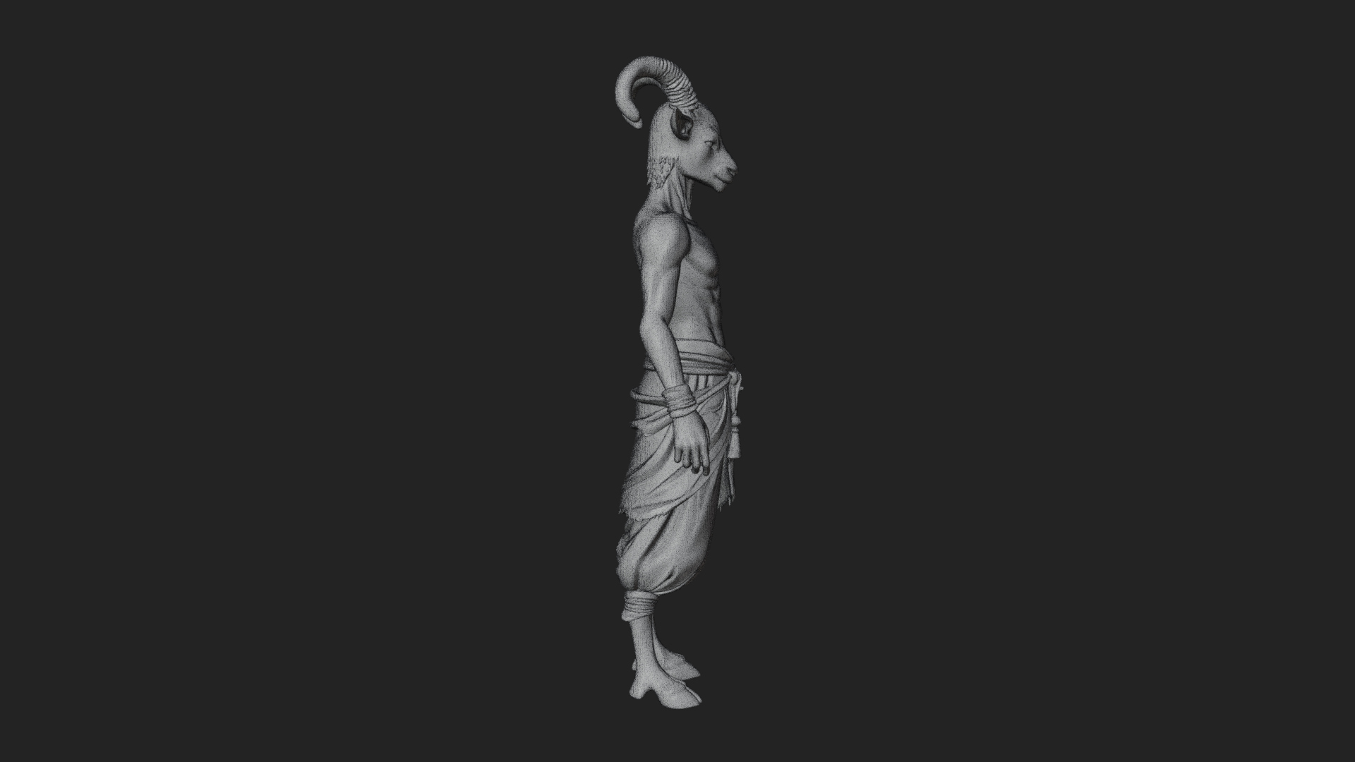 Beastman with Goat Head Statue Design 9 3D Print Model 3D Model