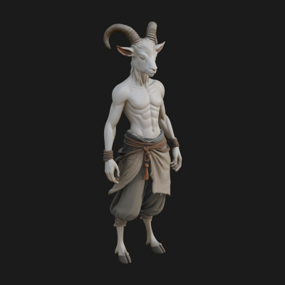 Beastman with Goat Head Statue Design 9 3D Print Model