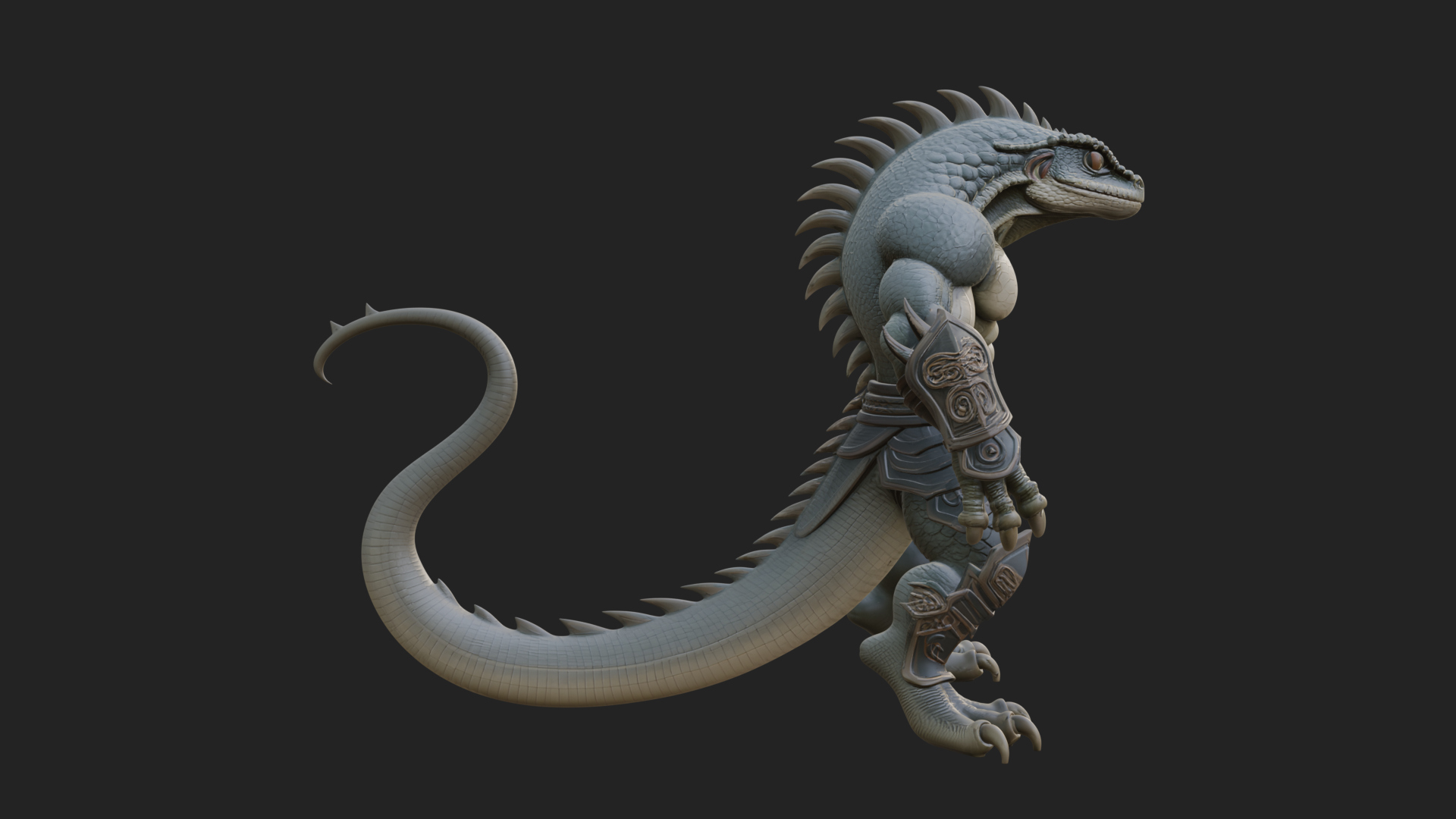 Beastman with Lizard Head Statue Design 1 3D Print Model 3D Model