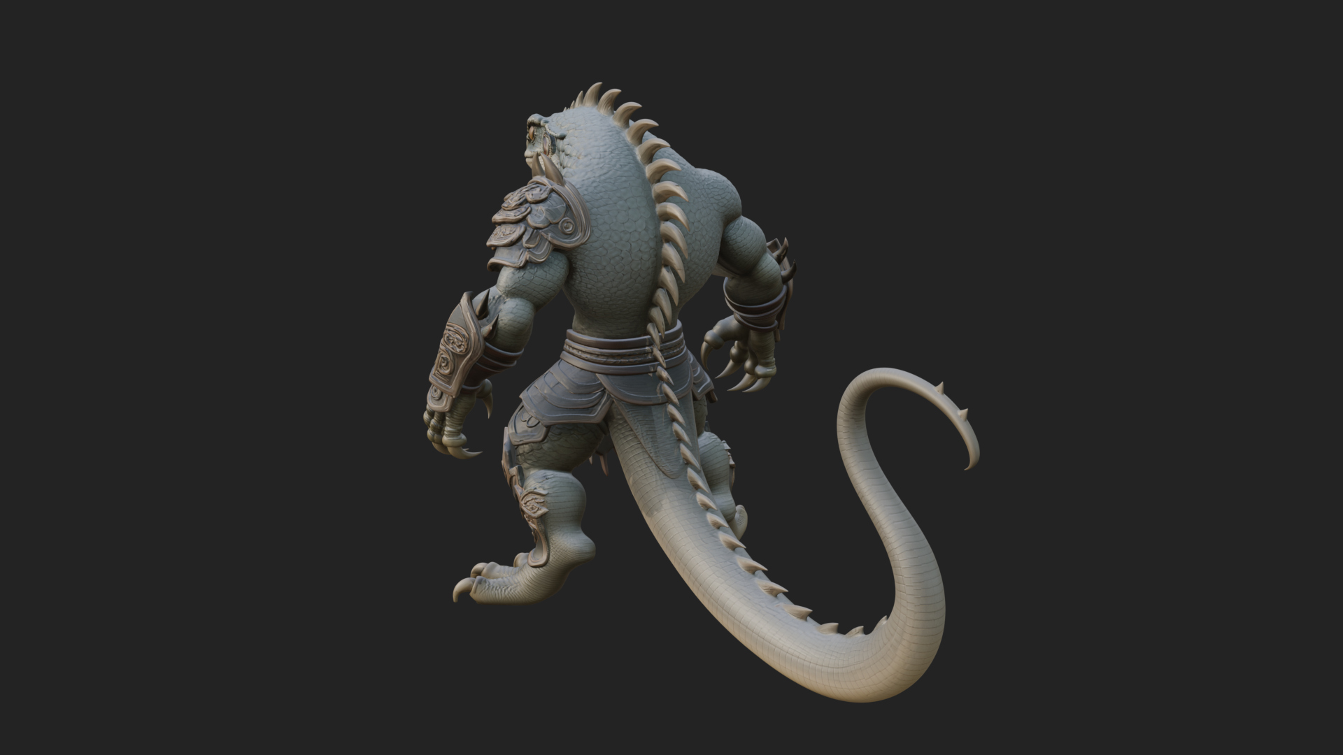 Beastman with Lizard Head Statue Design 1 3D Print Model 3D Model