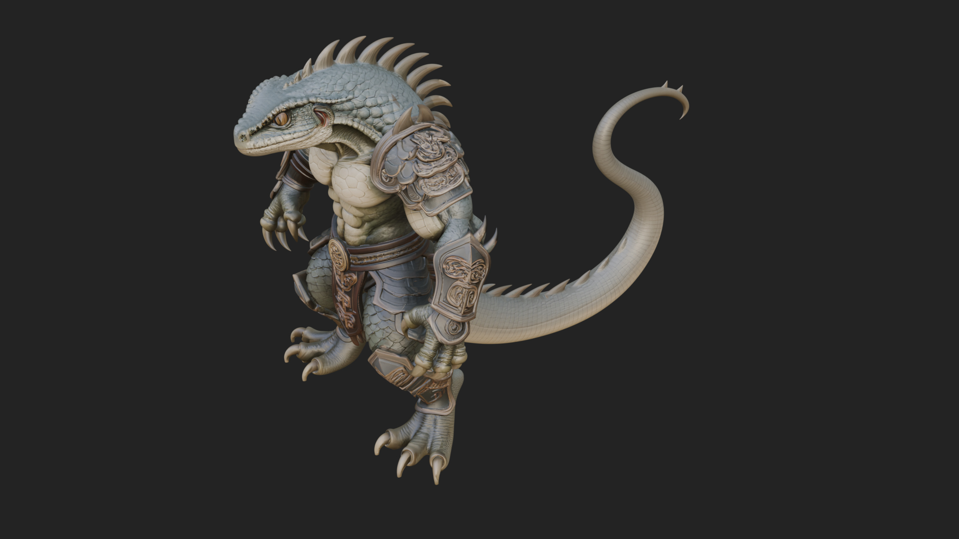 Beastman with Lizard Head Statue Design 1 3D Print Model 3D Model