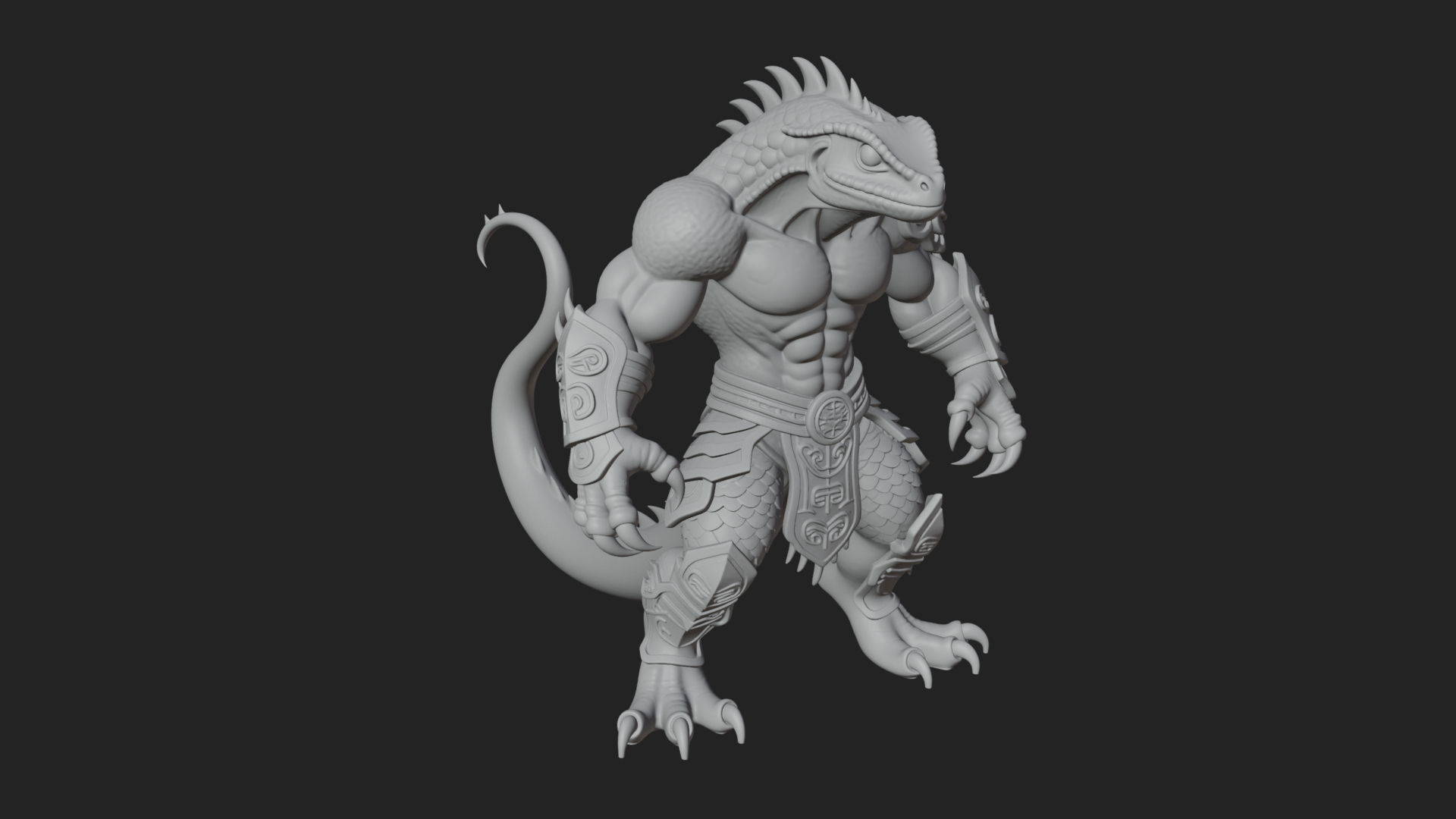 Beastman with Lizard Head Statue Design 1 3D Print Model 3D Model