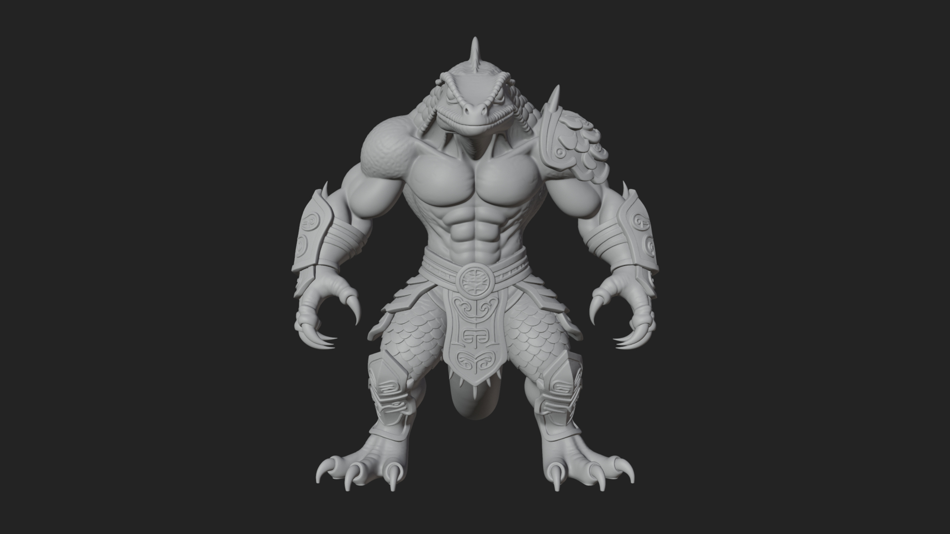 Beastman with Lizard Head Statue Design 1 3D Print Model 3D Model