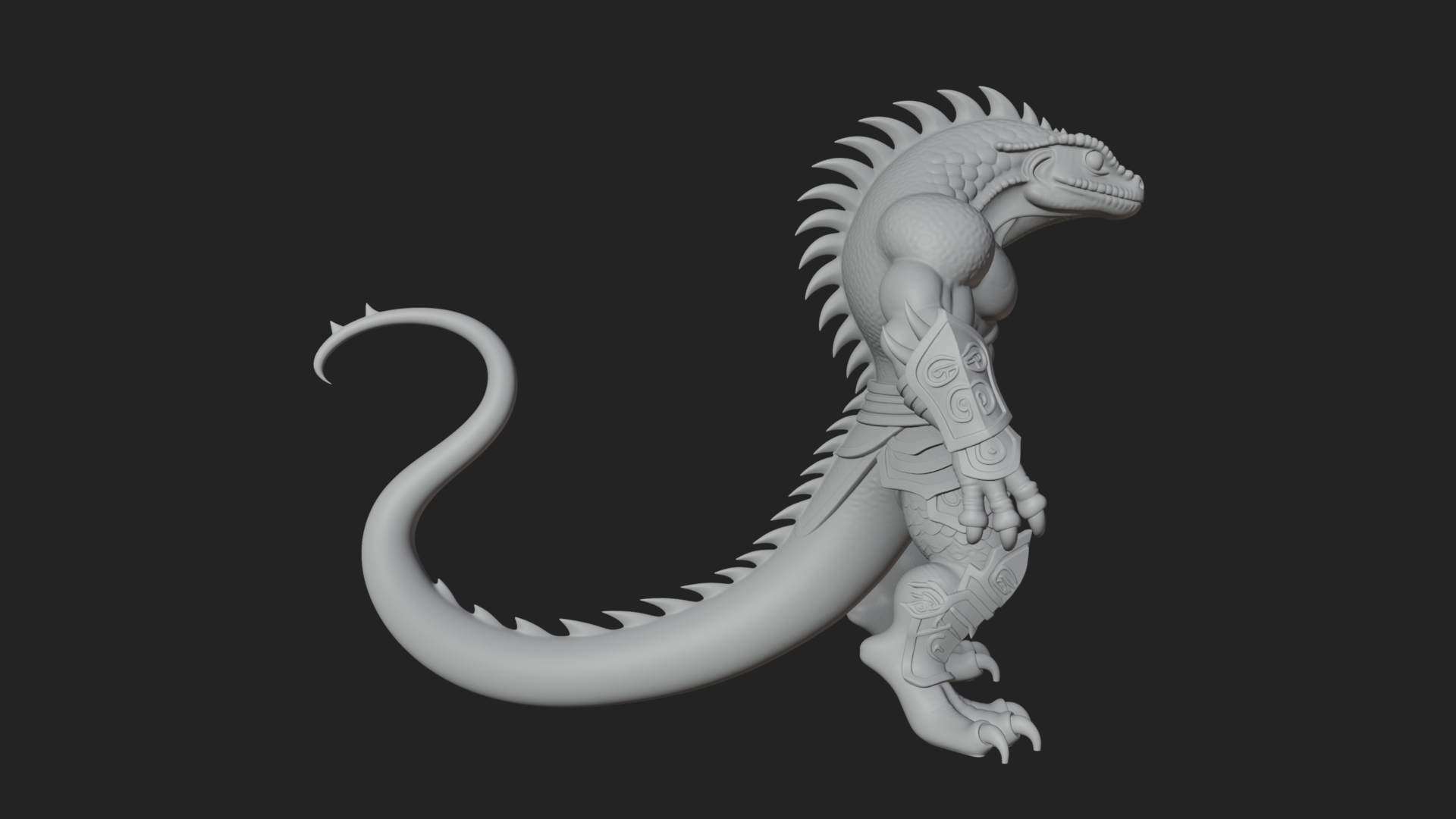 Beastman with Lizard Head Statue Design 1 3D Print Model 3D Model