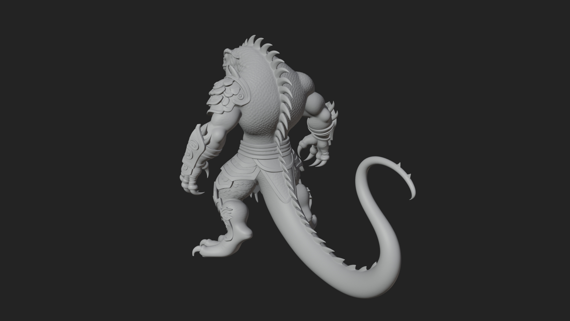 Beastman with Lizard Head Statue Design 1 3D Print Model 3D Model