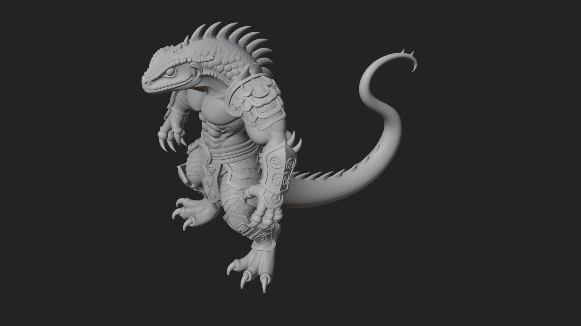Beastman with Lizard Head Statue Design 1 3D Print Model 3D Model