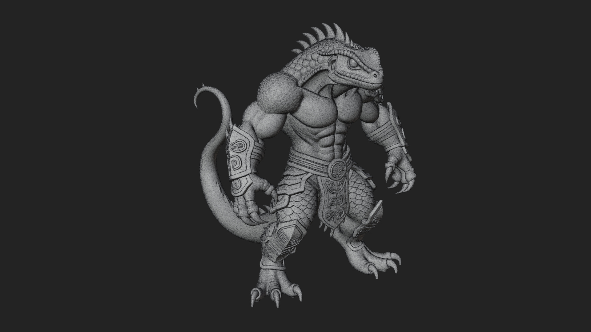 Beastman with Lizard Head Statue Design 1 3D Print Model 3D Model
