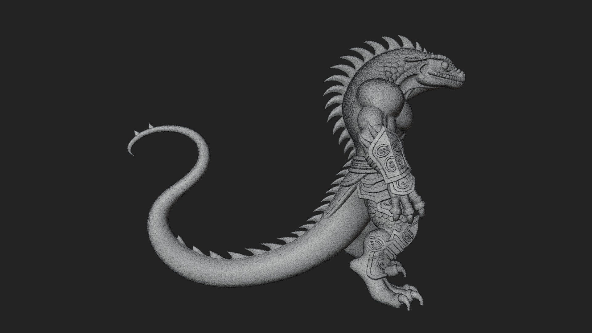 Beastman with Lizard Head Statue Design 1 3D Print Model 3D Model