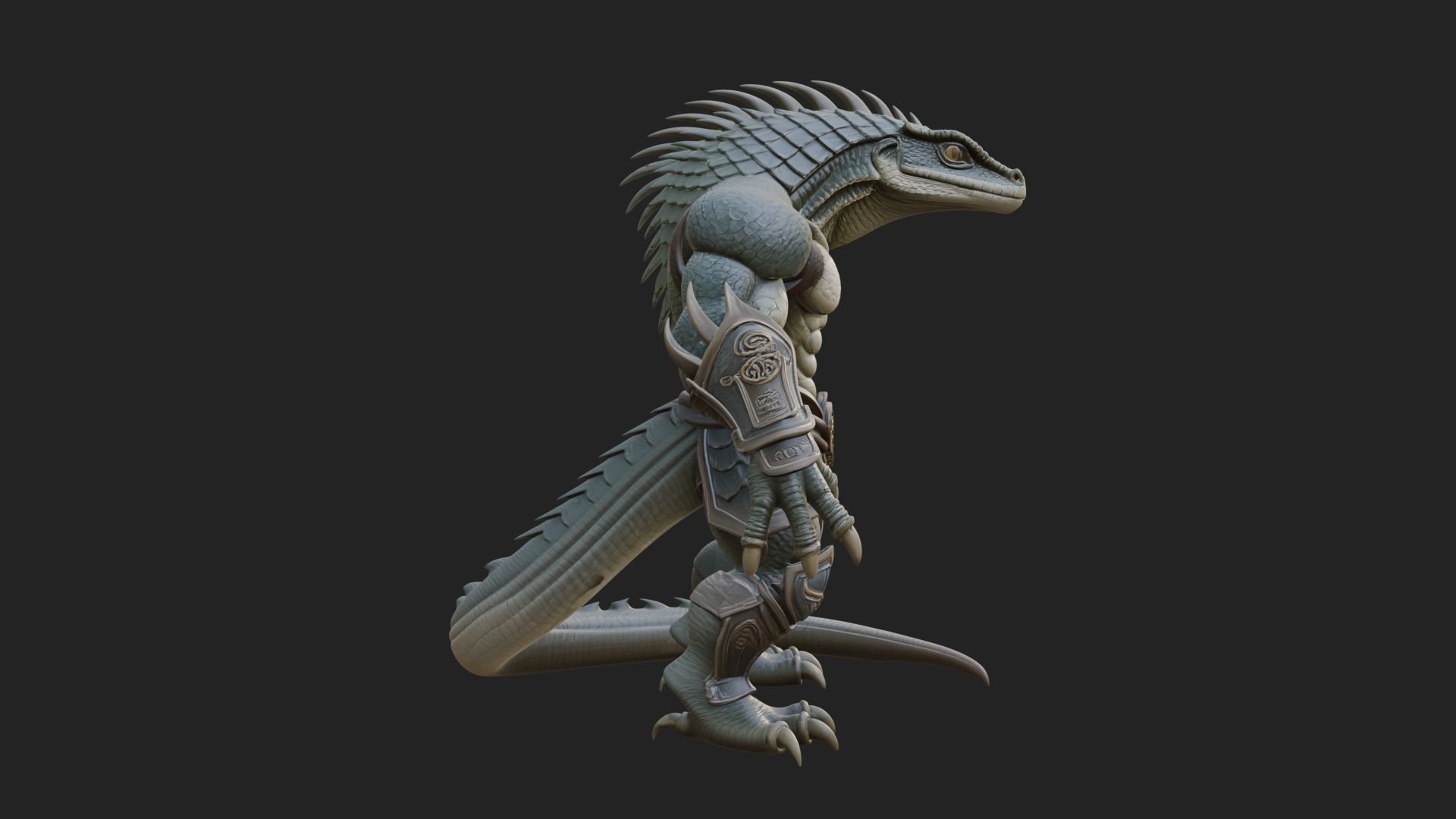 Beastman with Lizard Head Statue Design 2 3D Print Model 3D Model