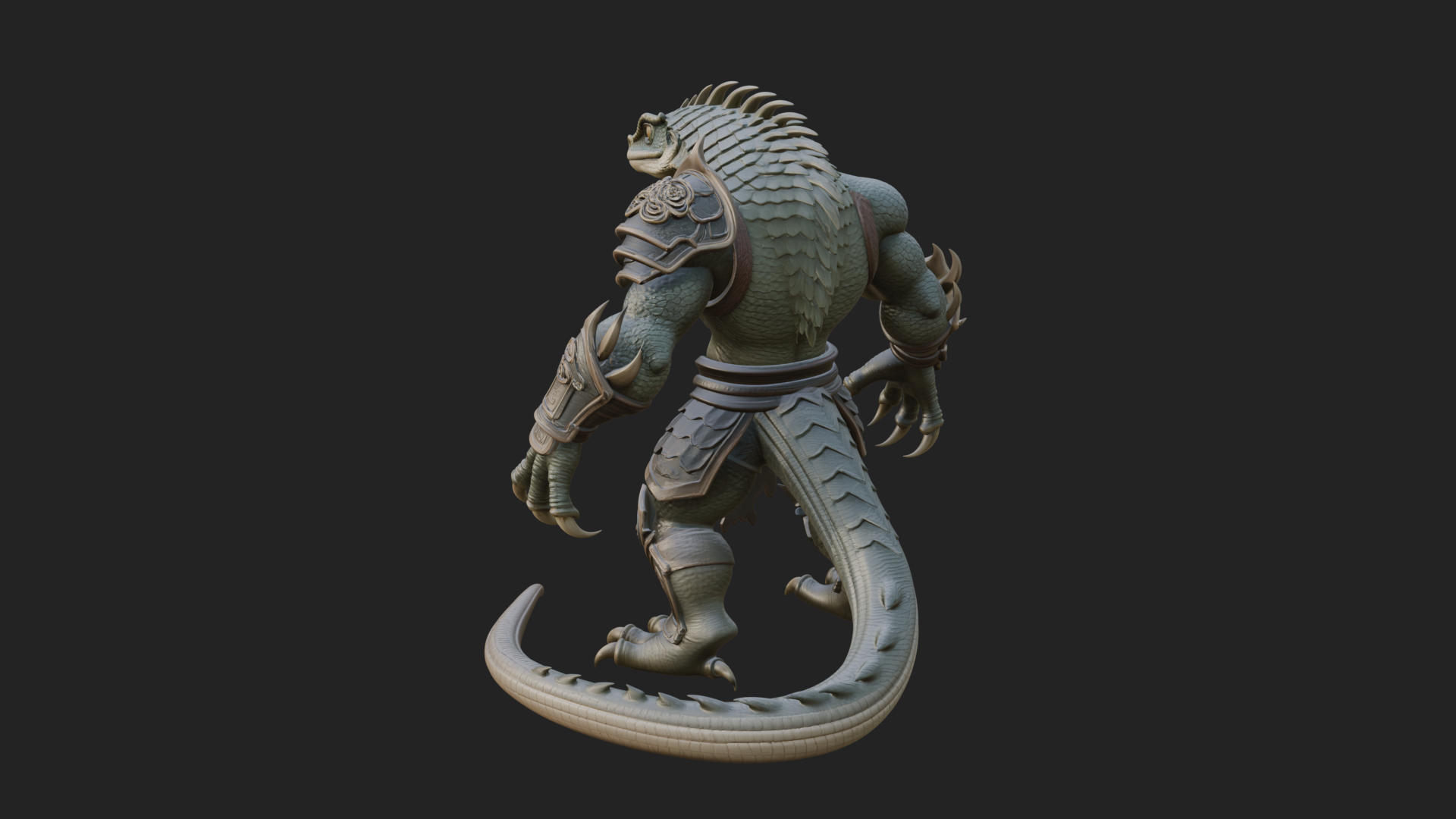 Beastman with Lizard Head Statue Design 2 3D Print Model 3D Model